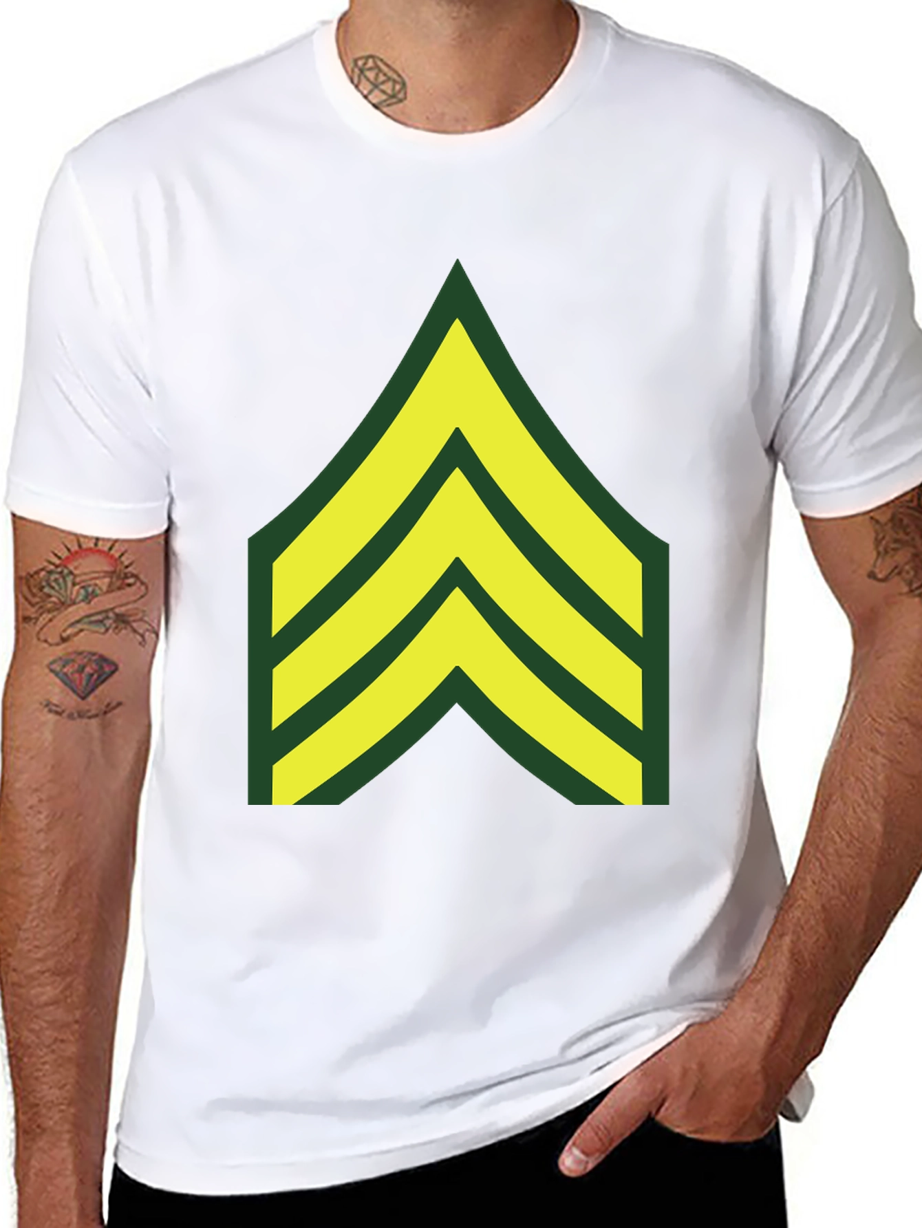 Military Chevron Graphic Tee - Black