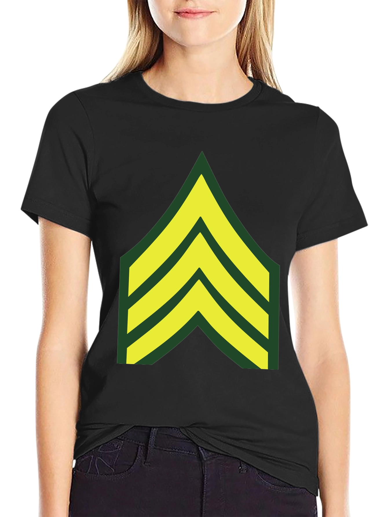 Military Chevron Graphic Tee - Black