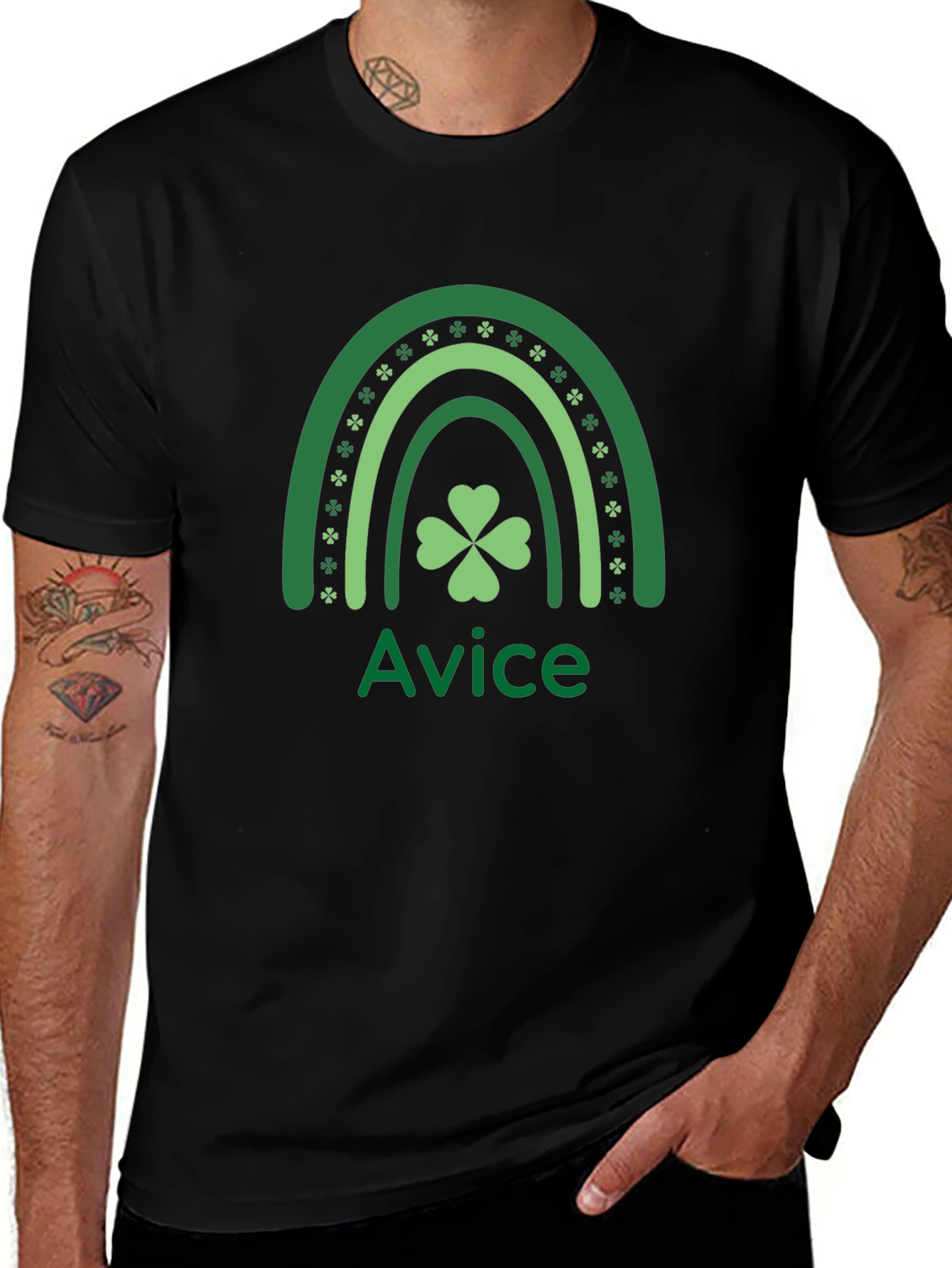 St. Patricks Day Rainbow Shamrock Custom Name T-Shirt