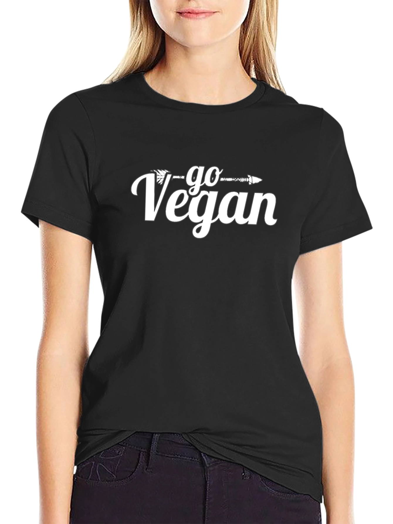 Go Vegan Arrow Graphic Tee - Black