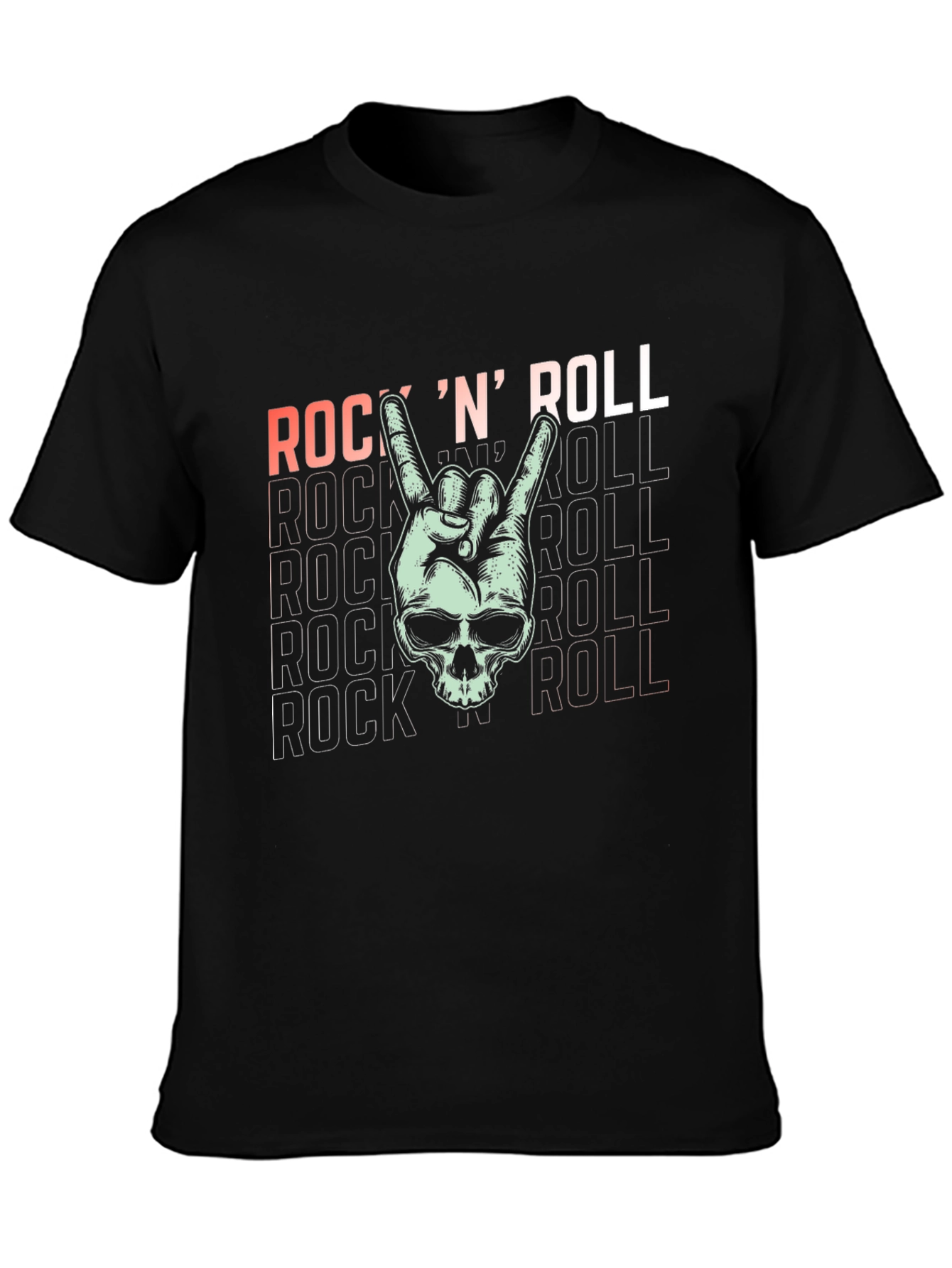 Rock N Roll Skull Graphic T-Shirt