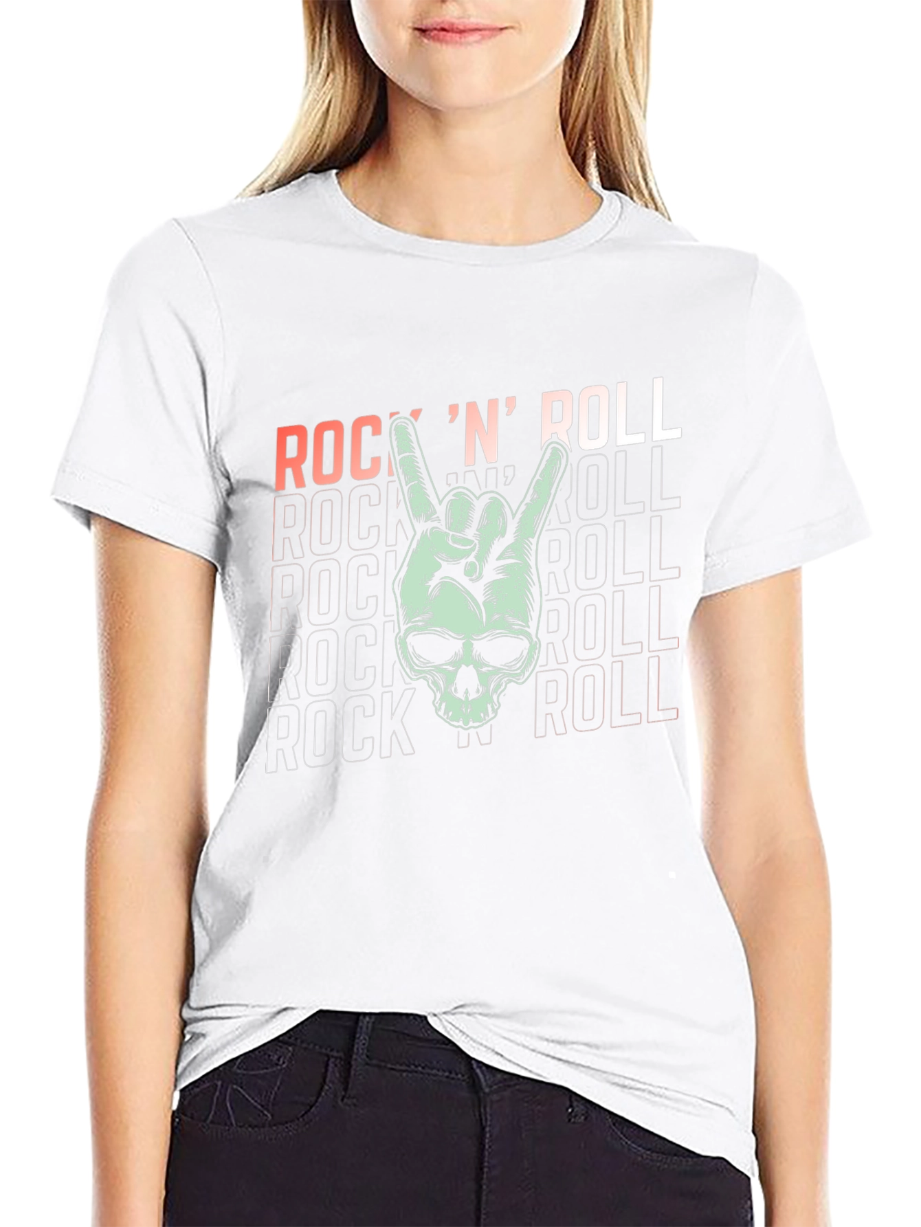 Rock N Roll Skull Graphic T-Shirt