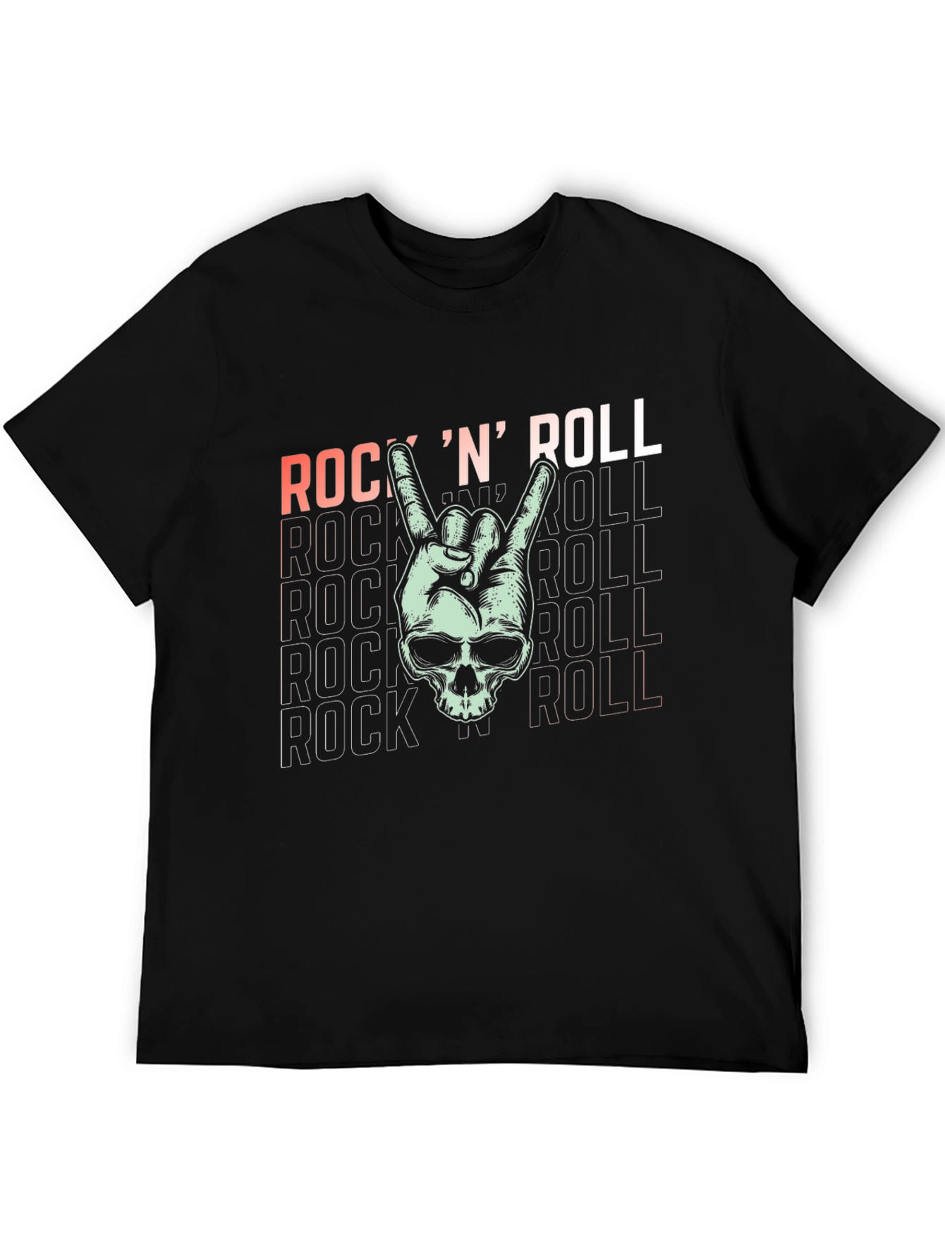 Rock N Roll Skull Graphic T-Shirt