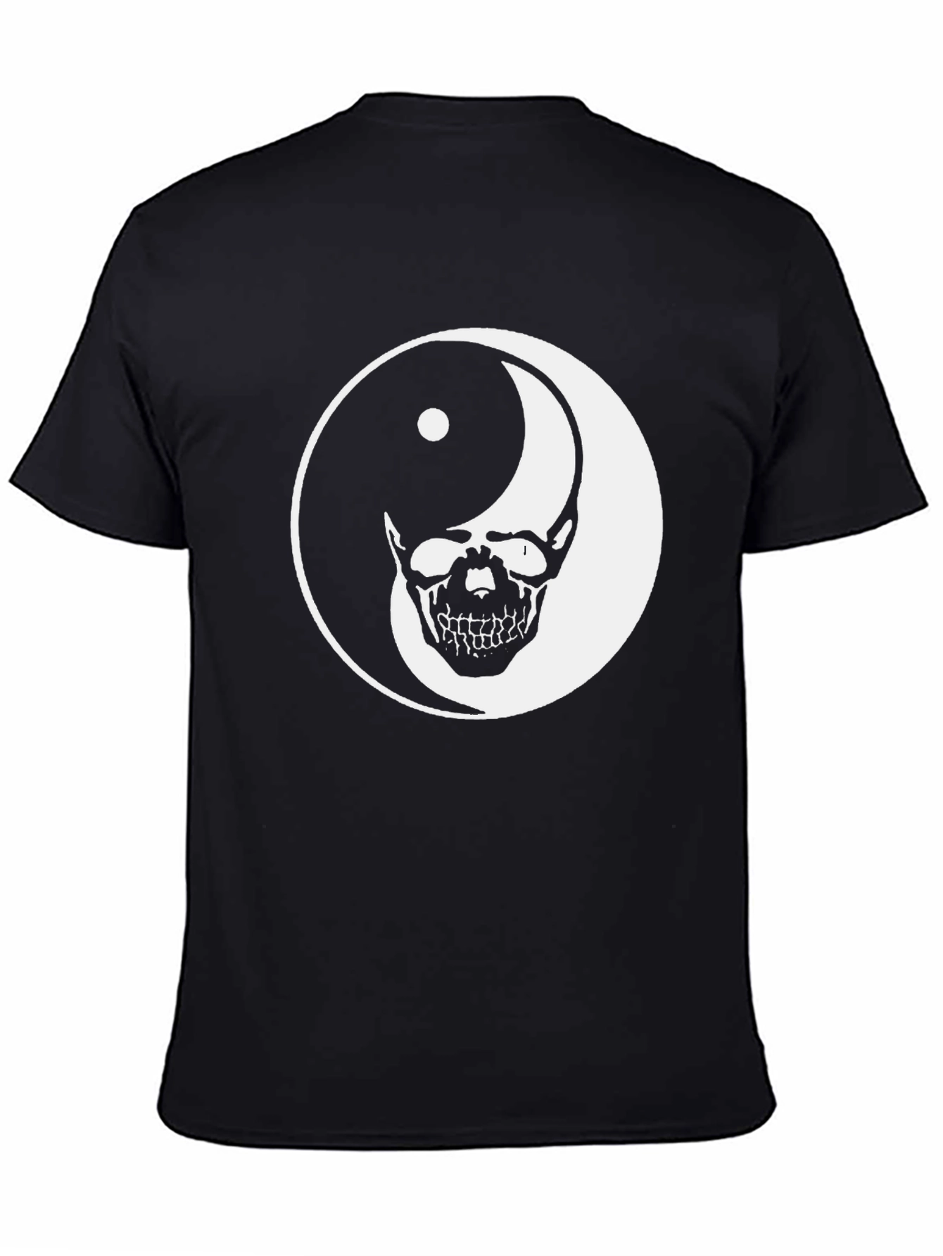 Yin Yang Skull Graphic T-Shirt - Black Cotton Tee