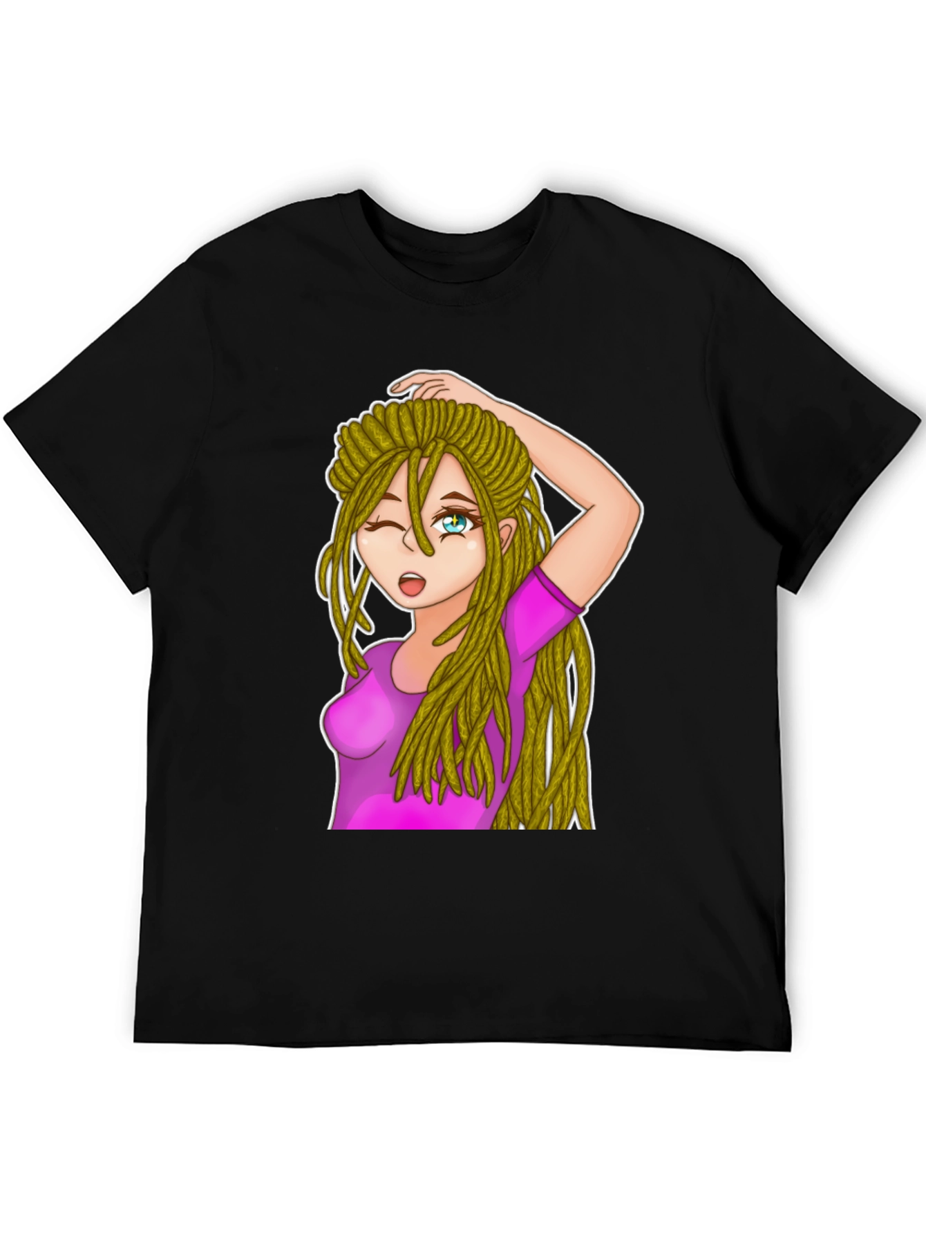 Anime Girl Dreadlocks T-Shirt - Cool Graphic Tee