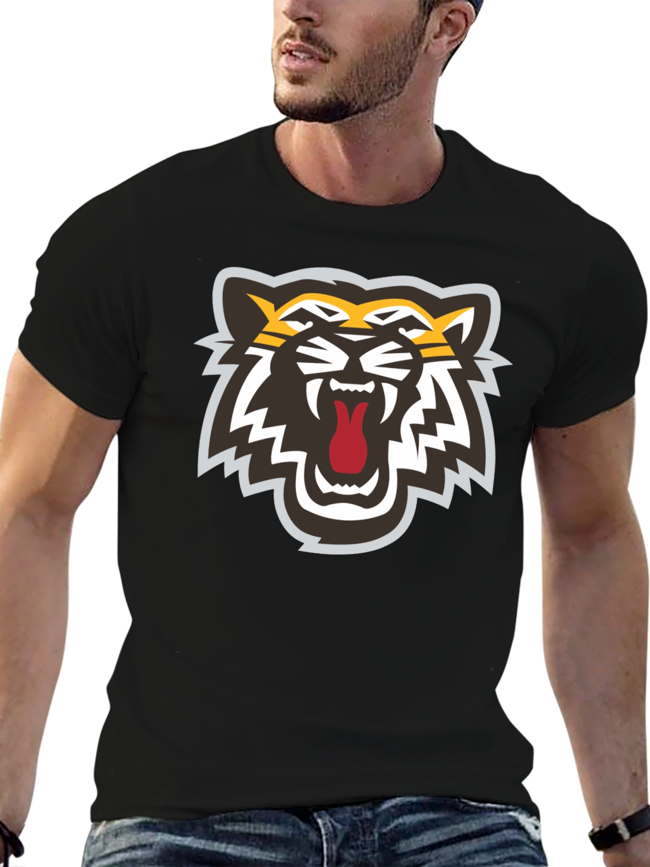 Bold Tiger Graphic Black T-Shirt