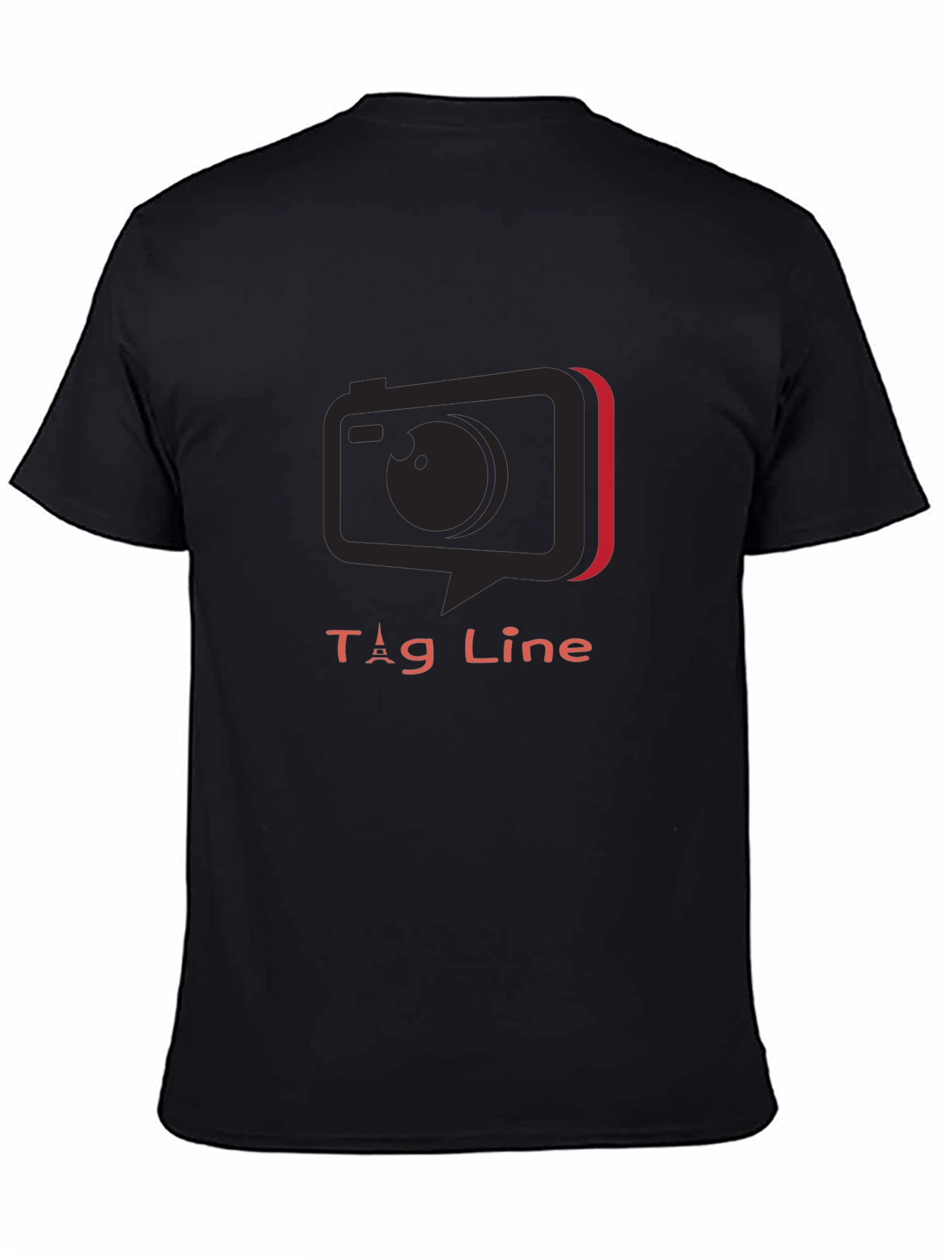 Stylish Black Tee with Camera Graphic