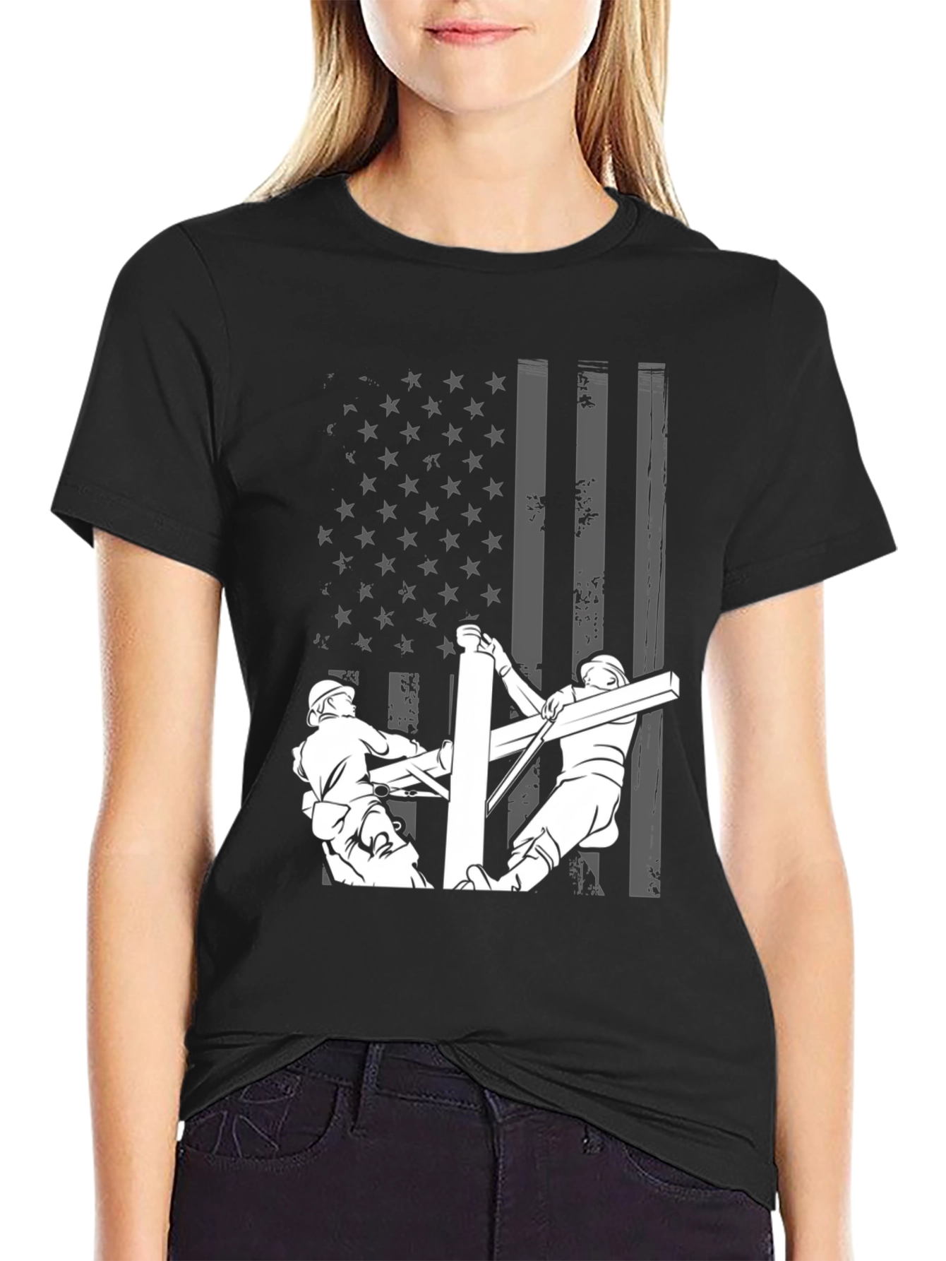 Lineman American Flag Graphic T-Shirt