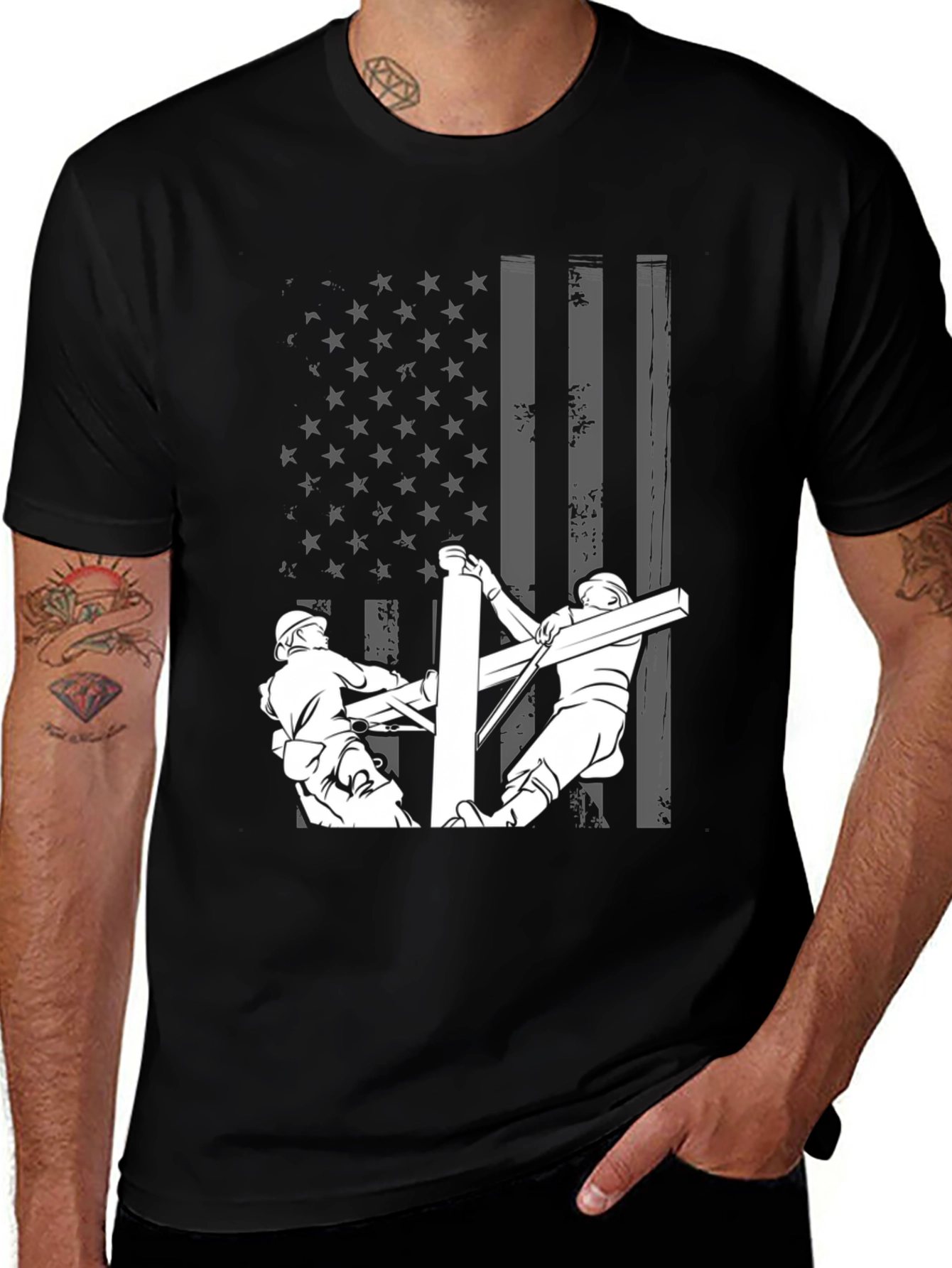 Lineman American Flag Graphic T-Shirt