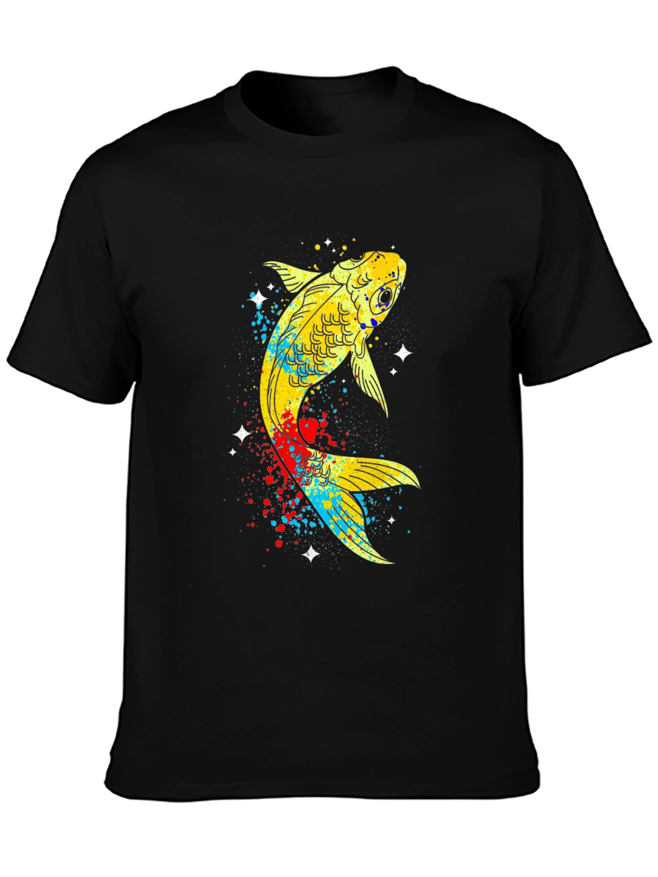 Koi Fish Graphic Tee - Black Cotton T-Shirt