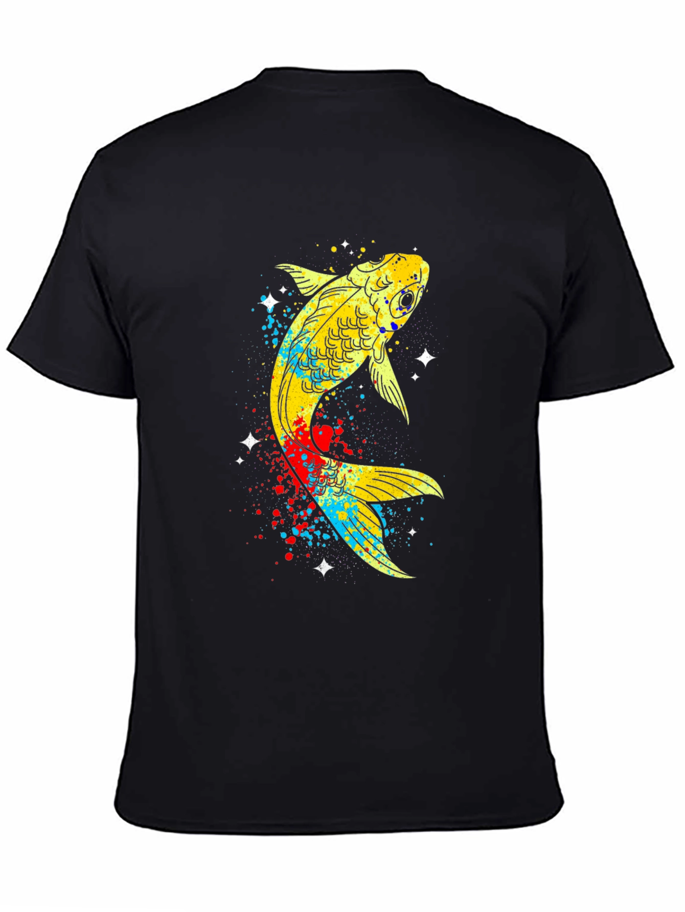 Koi Fish Graphic Tee - Black Cotton T-Shirt