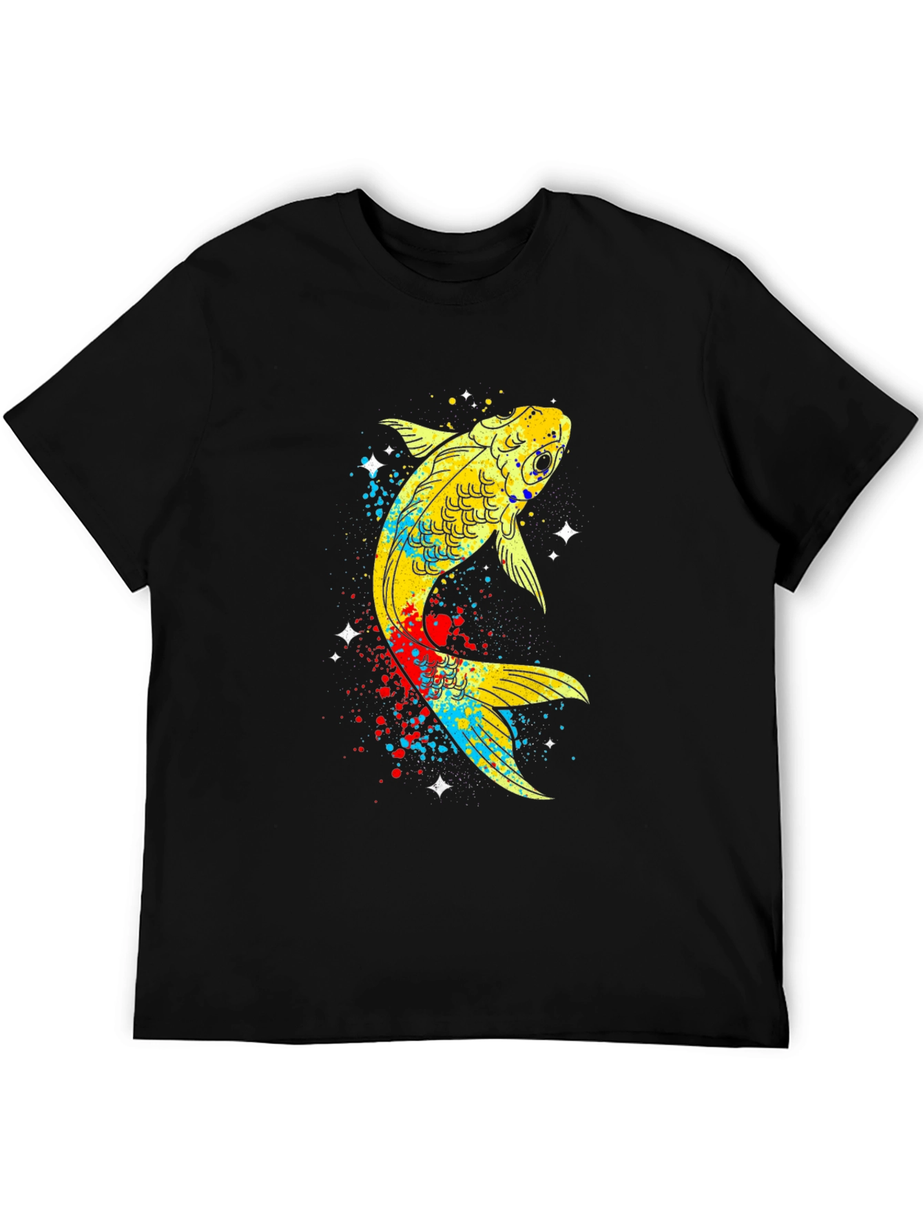 Koi Fish Graphic Tee - Black Cotton T-Shirt