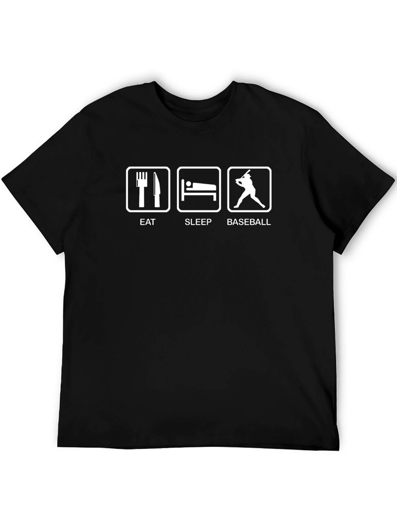 Eat Sleep Baseball Black Graphic T-Shirt
