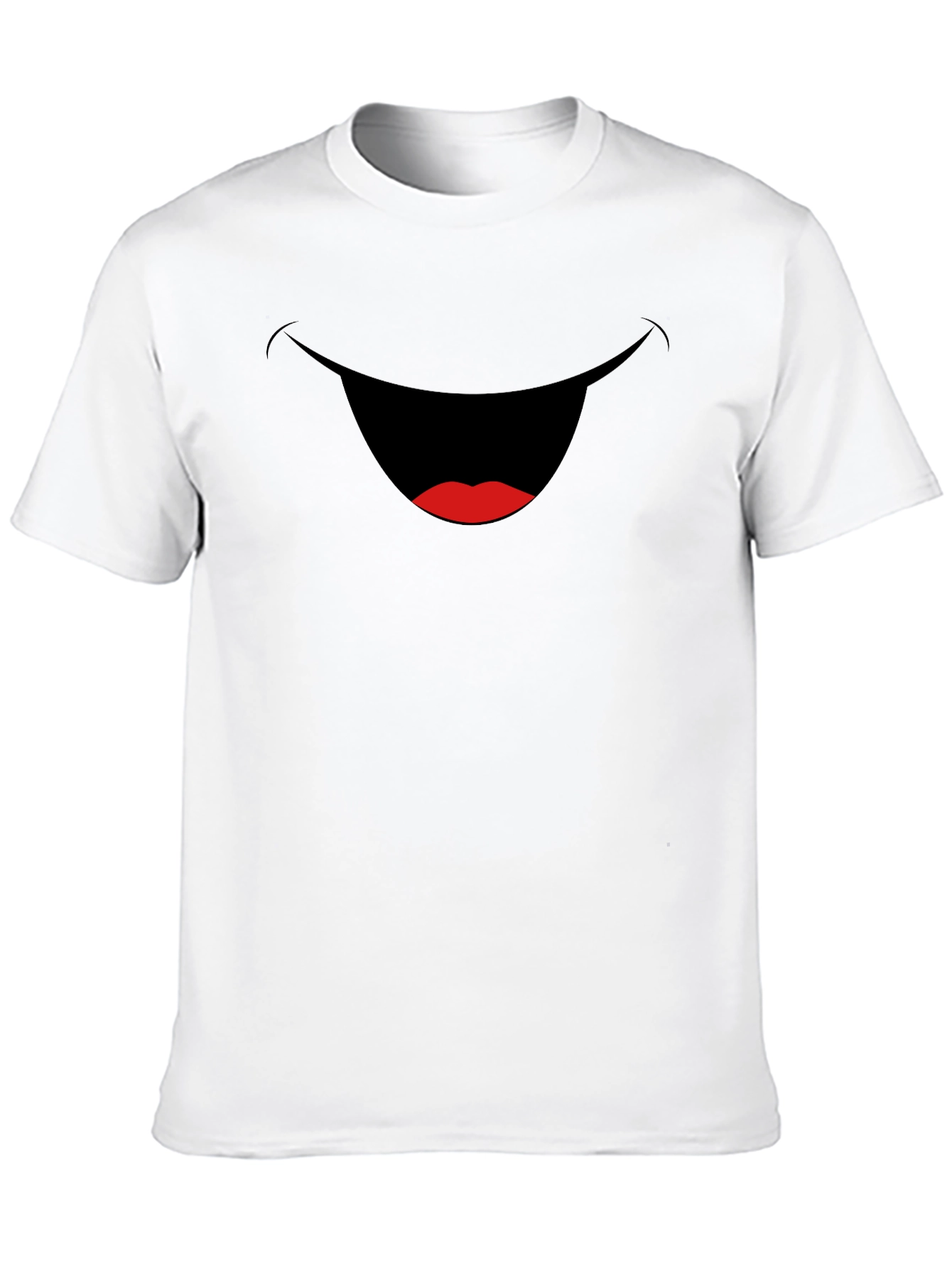 Funny Smiling Mouth Graphic Tee - Black Cotton T-Shirt