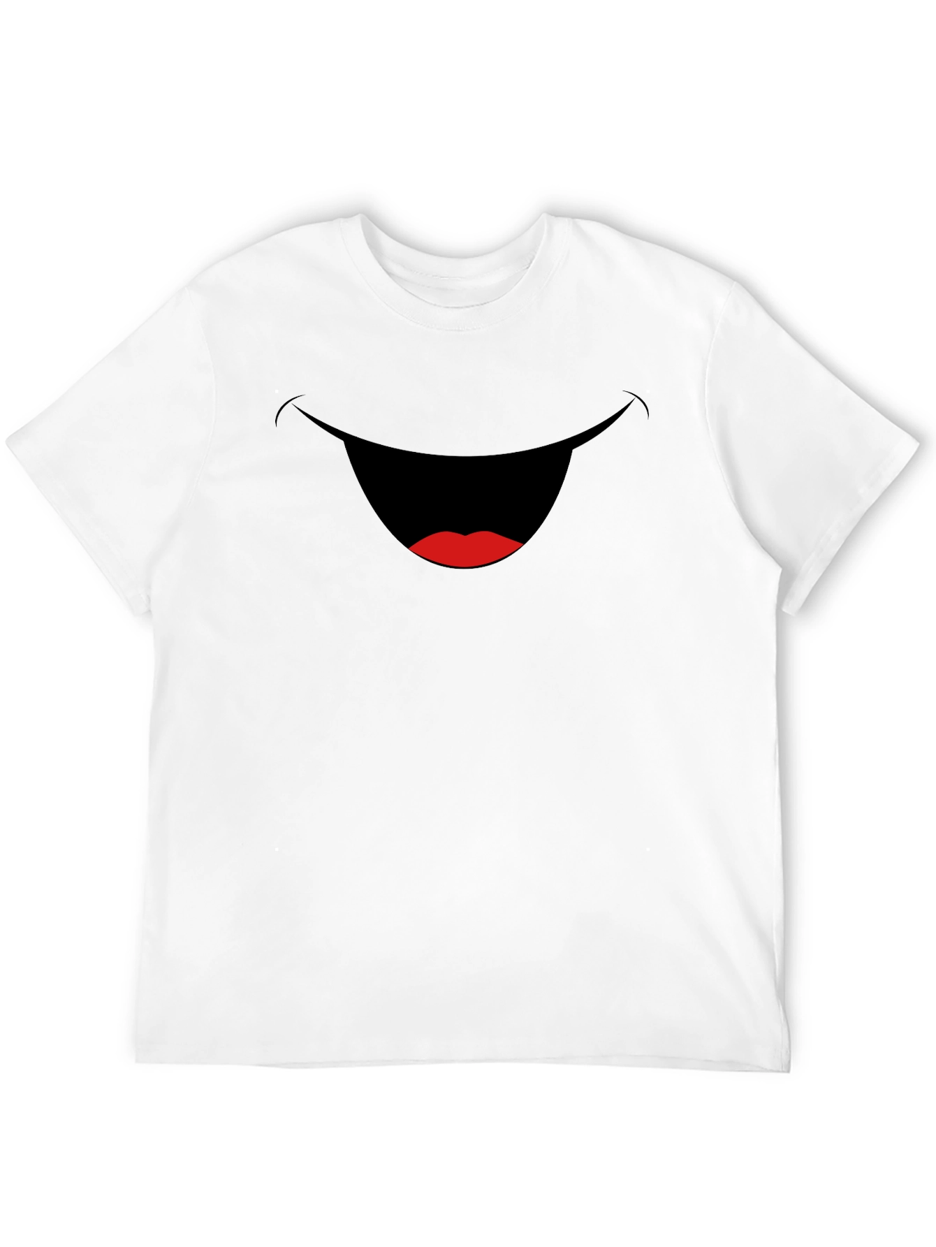 Funny Smiling Mouth Graphic Tee - Black Cotton T-Shirt