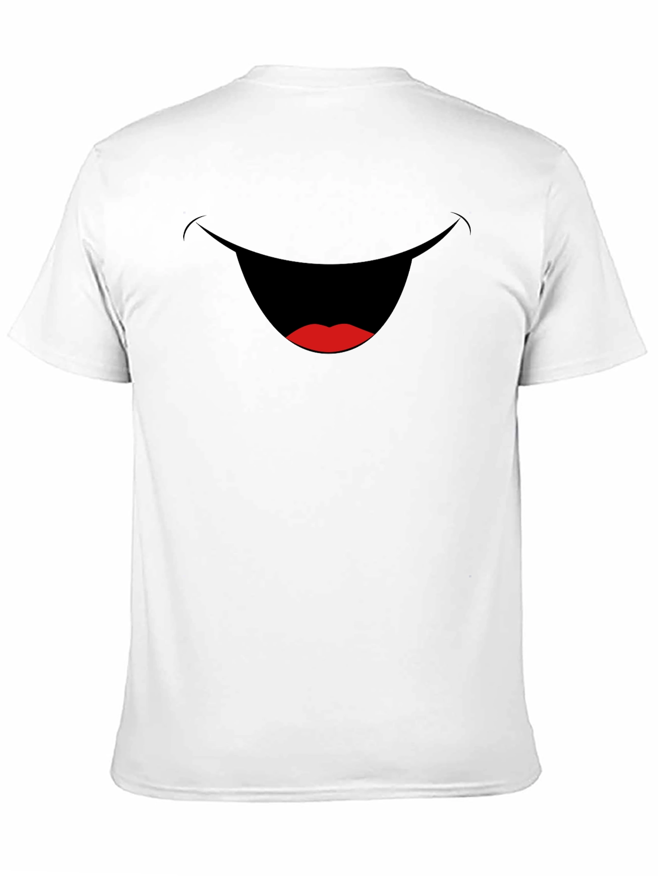 Funny Smiling Mouth Graphic Tee - Black Cotton T-Shirt