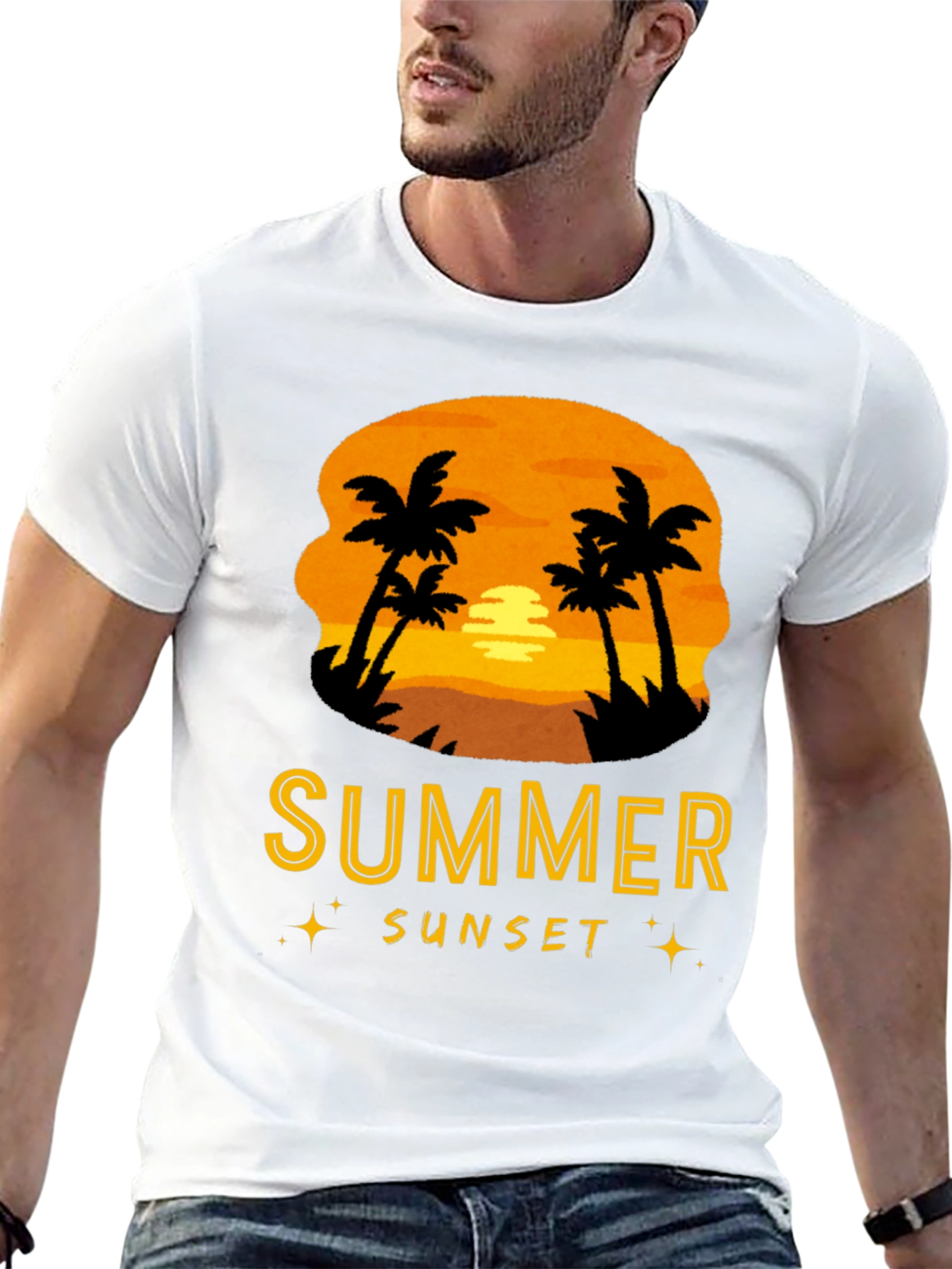 Summer Sunset Palm Tree Graphic Tee