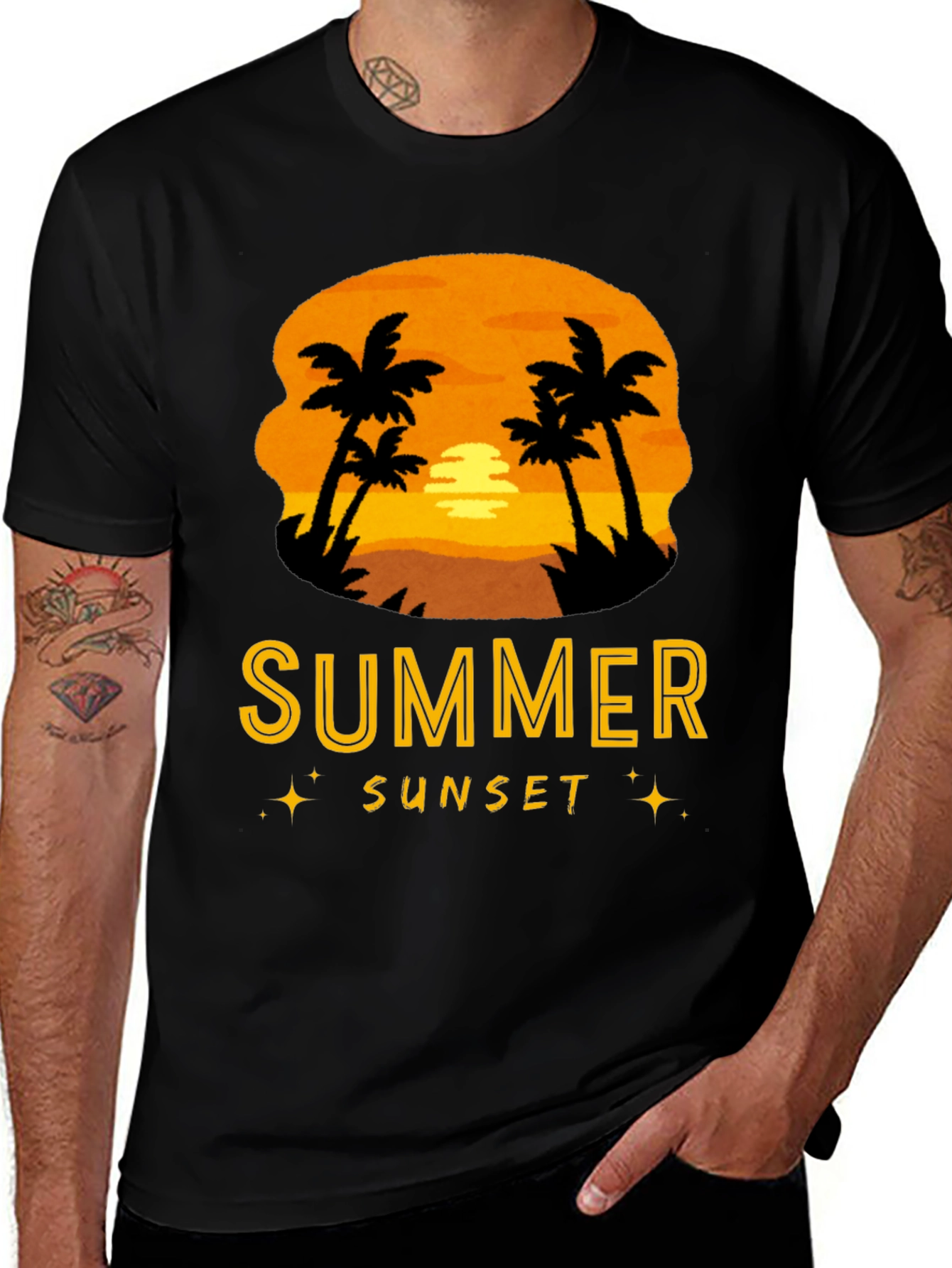 Summer Sunset Palm Tree Graphic Tee