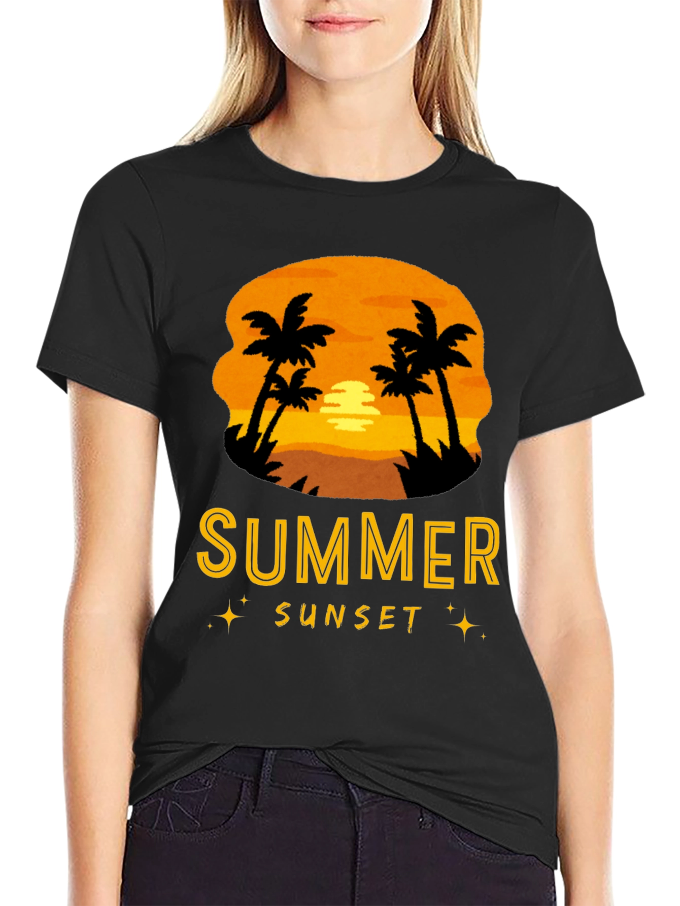 Summer Sunset Palm Tree Graphic Tee