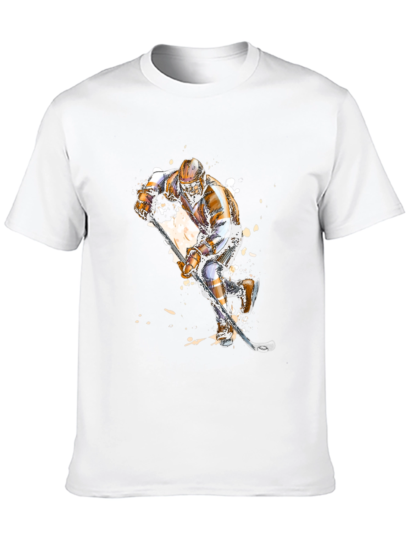 Hockey Player Graphic Tee - Black Cotton T-Shirt