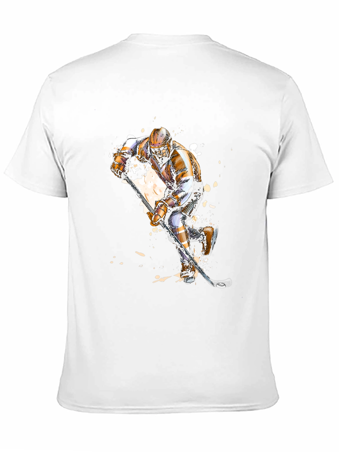 Hockey Player Graphic Tee - Black Cotton T-Shirt