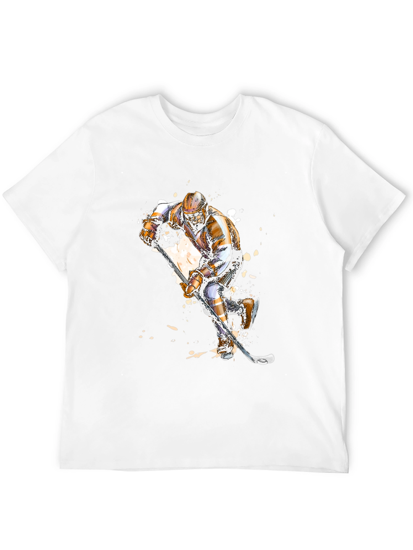 Hockey Player Graphic Tee - Black Cotton T-Shirt