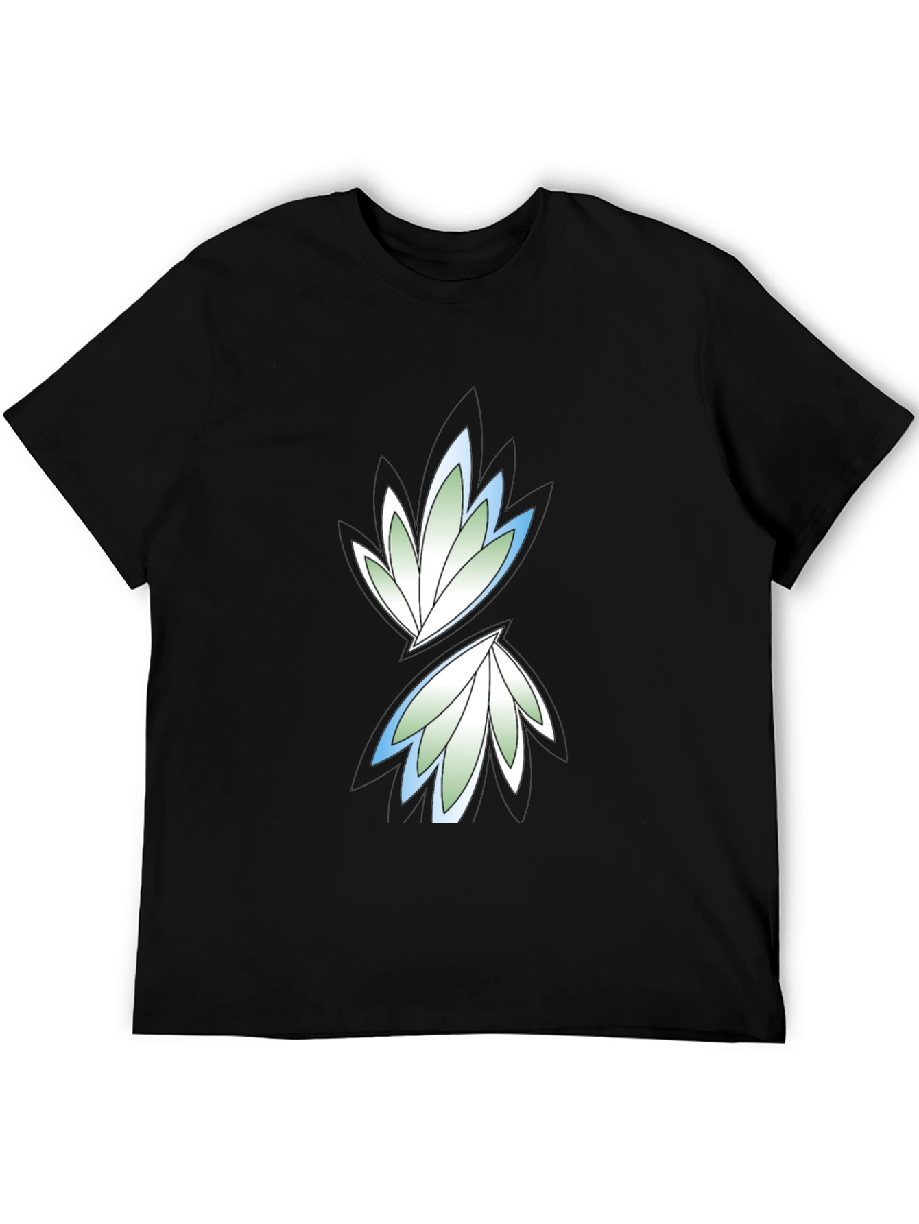 Black Graphic Tee - Leaf Design