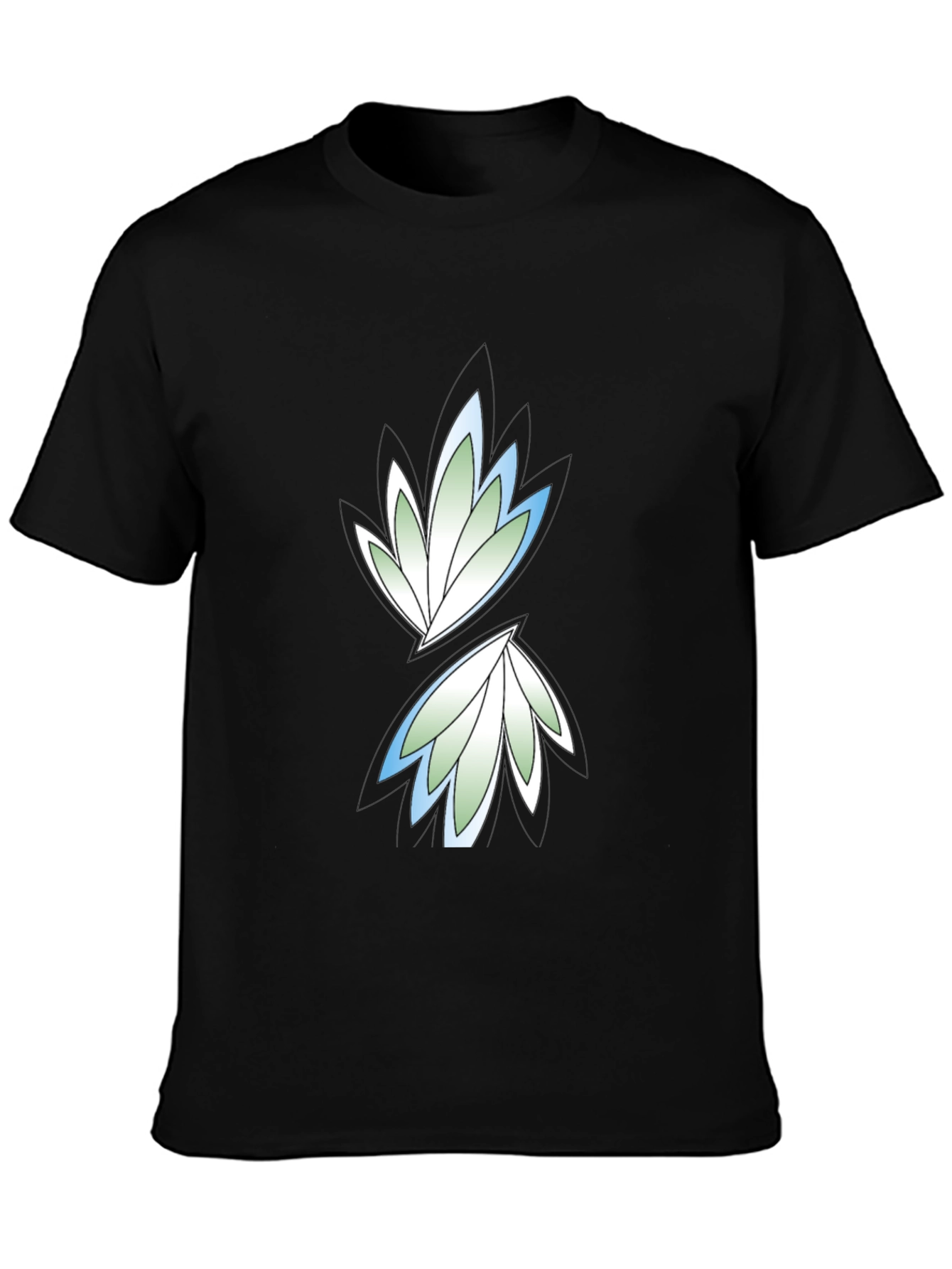 Black Graphic Tee - Leaf Design