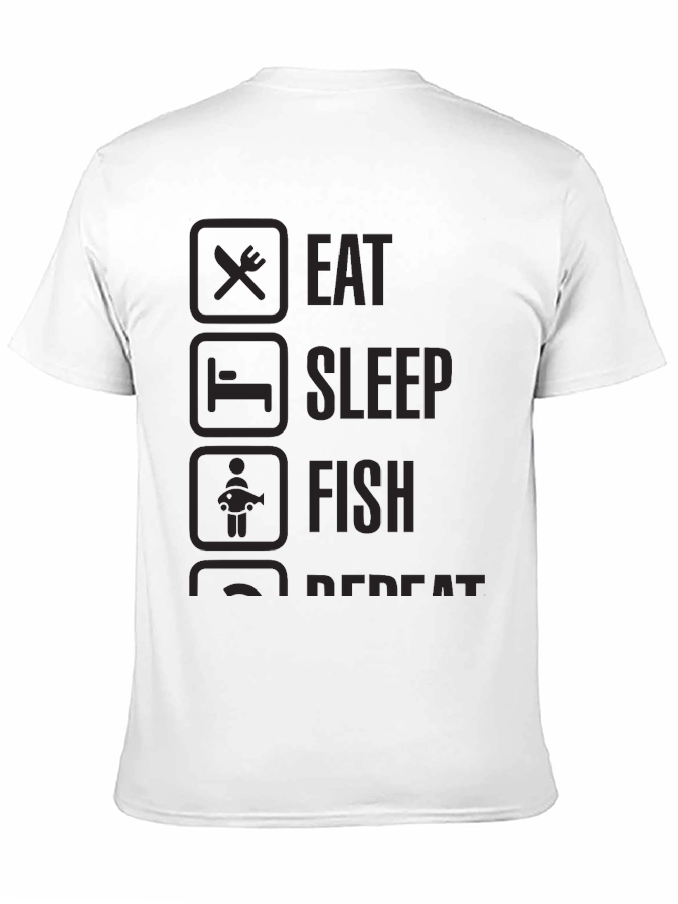 Eat Sleep Fish Repeat Black Graphic T-Shirt
