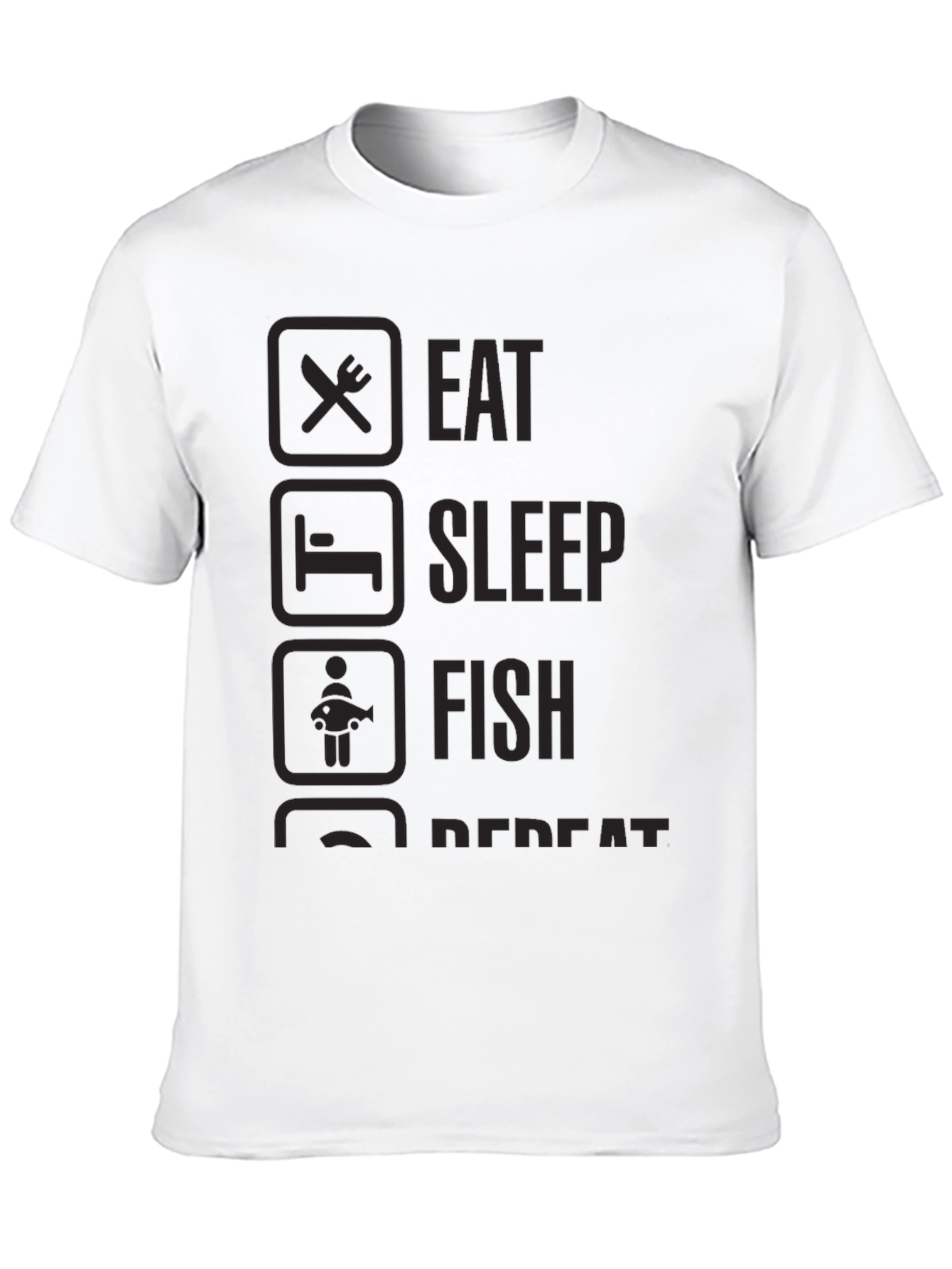 Eat Sleep Fish Repeat Black Graphic T-Shirt
