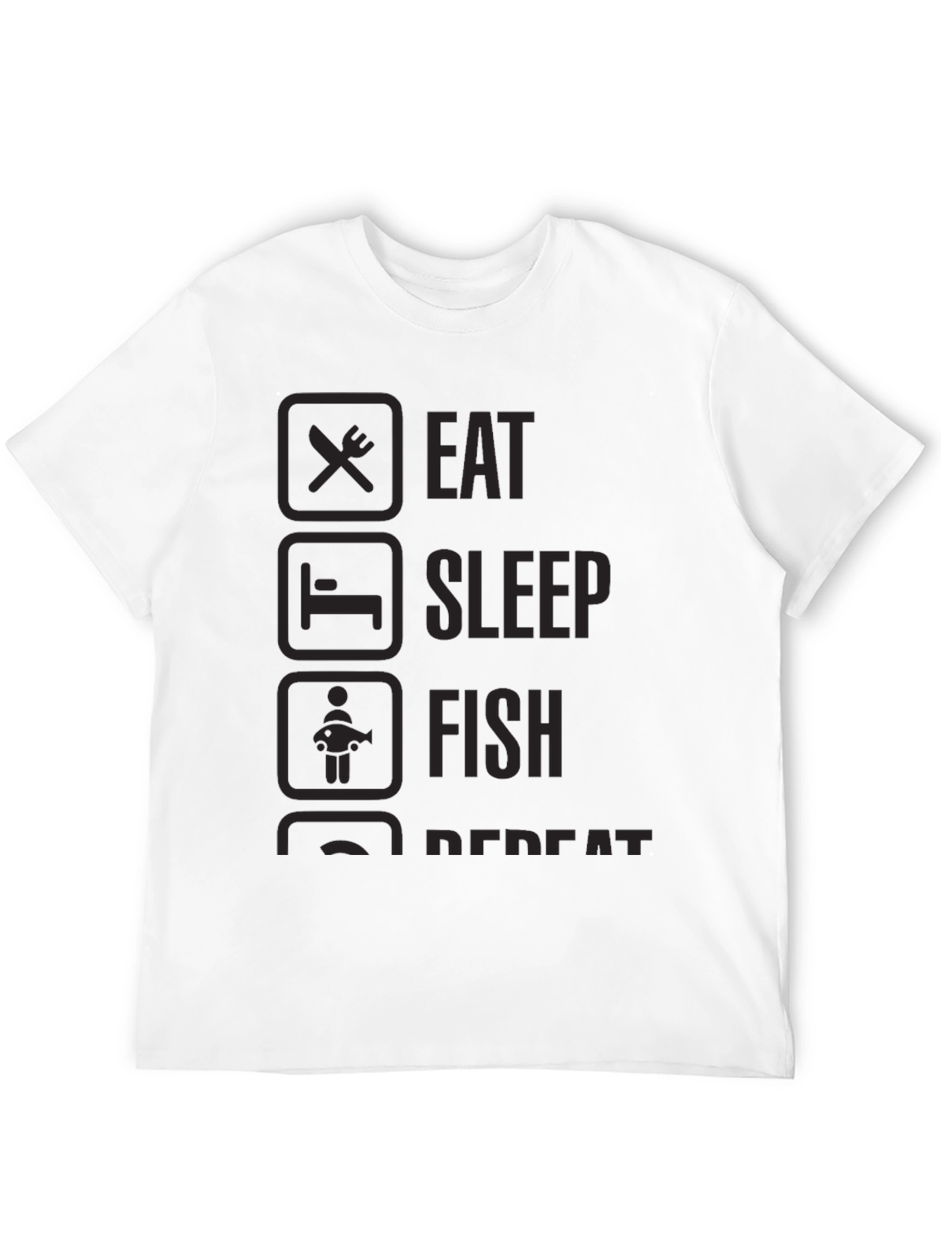 Eat Sleep Fish Repeat Black Graphic T-Shirt