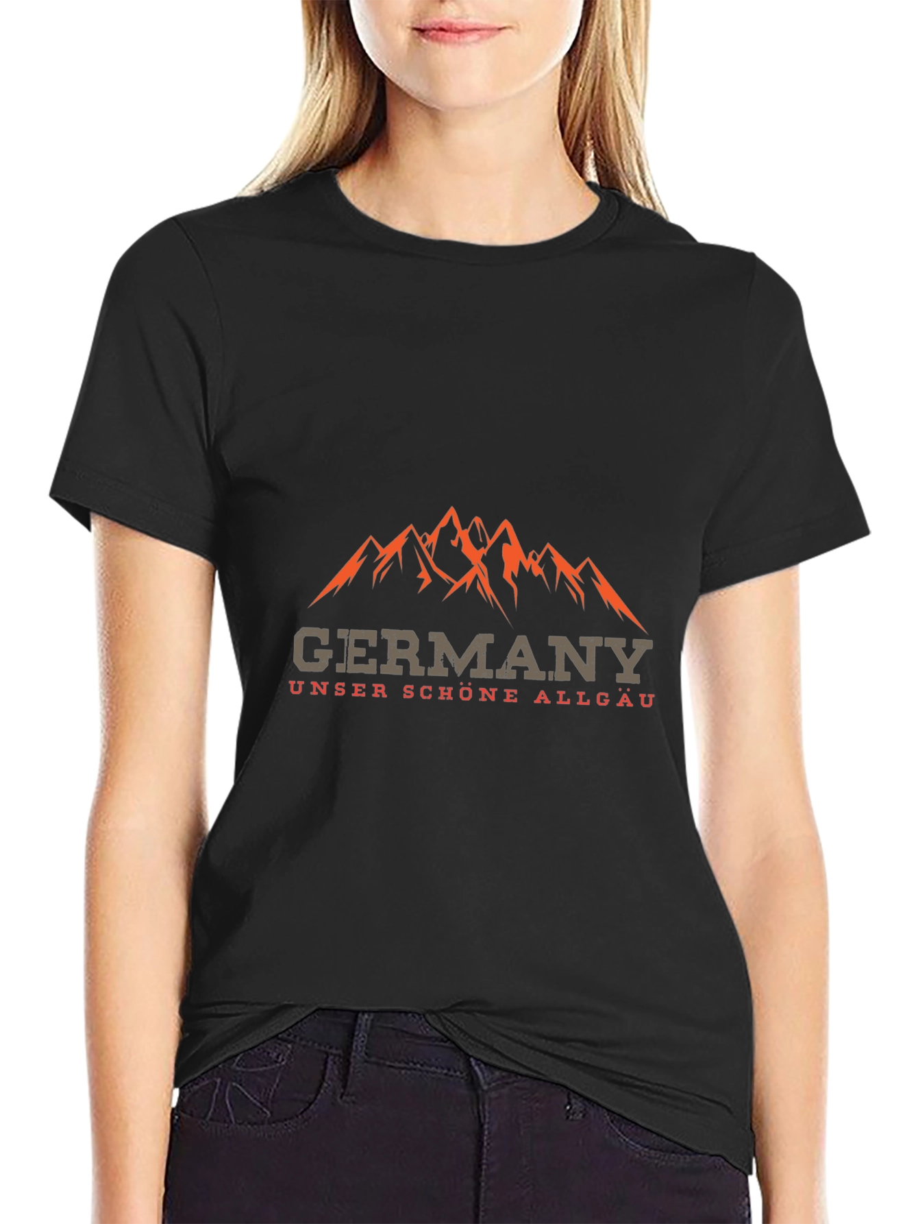 Germany Allgau Mountain Graphic Black T-Shirt