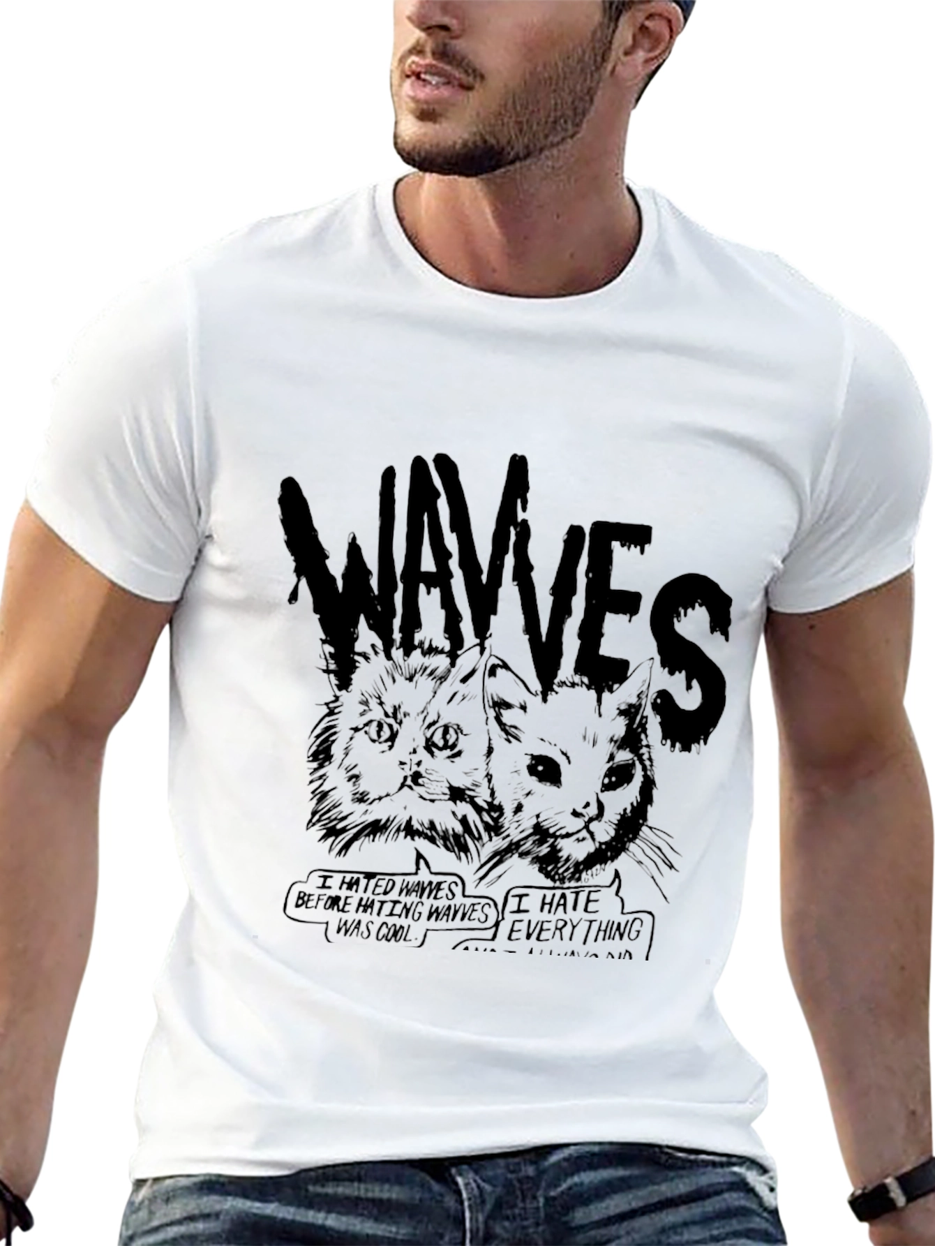 WAVVES Graphic Print T-Shirt - Unisex Black Tee
