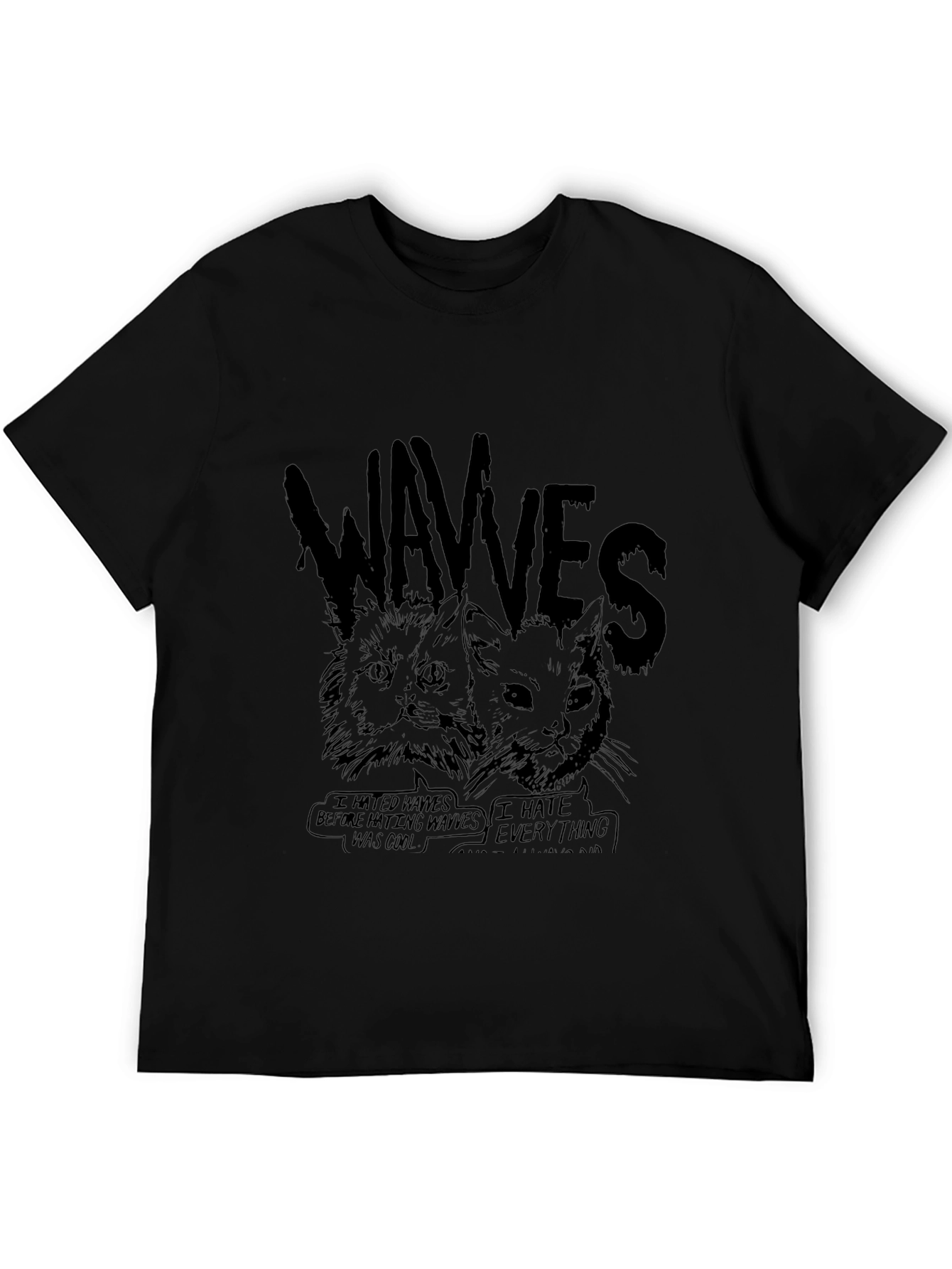 WAVVES Graphic Print T-Shirt - Unisex Black Tee