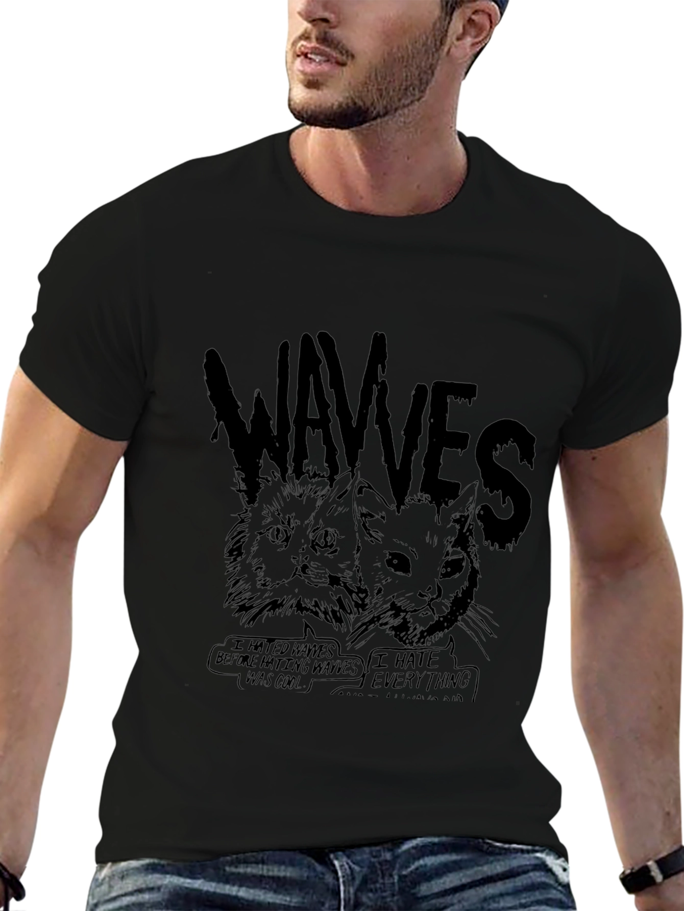 WAVVES Graphic Print T-Shirt - Unisex Black Tee