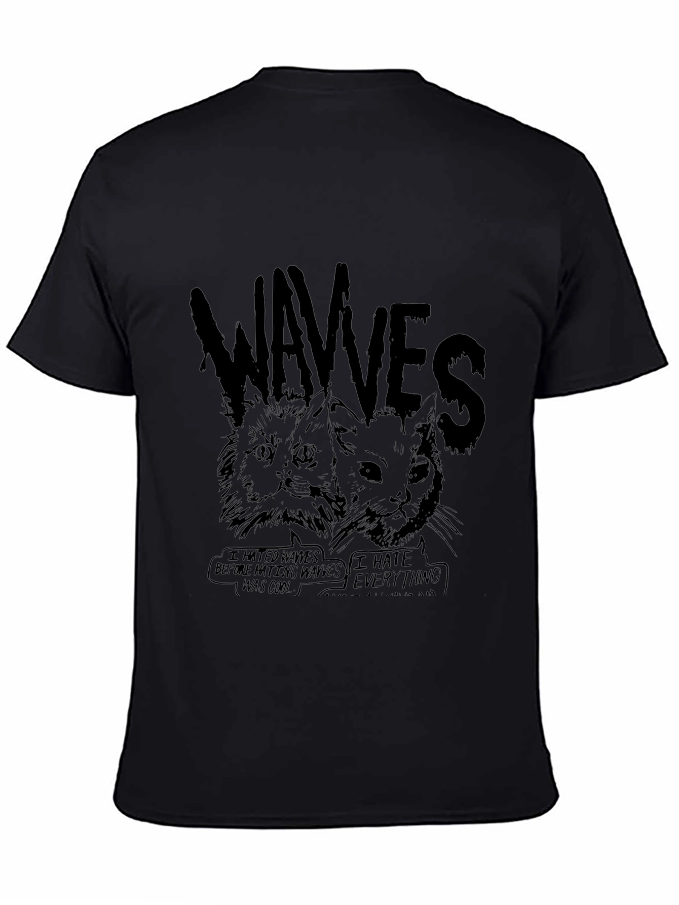 WAVVES Graphic Print T-Shirt - Unisex Black Tee