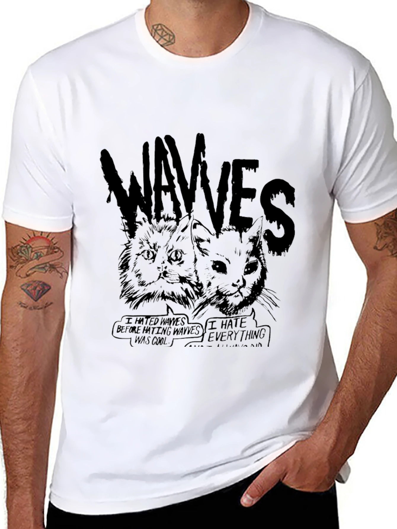 WAVVES Graphic Print T-Shirt - Unisex Black Tee