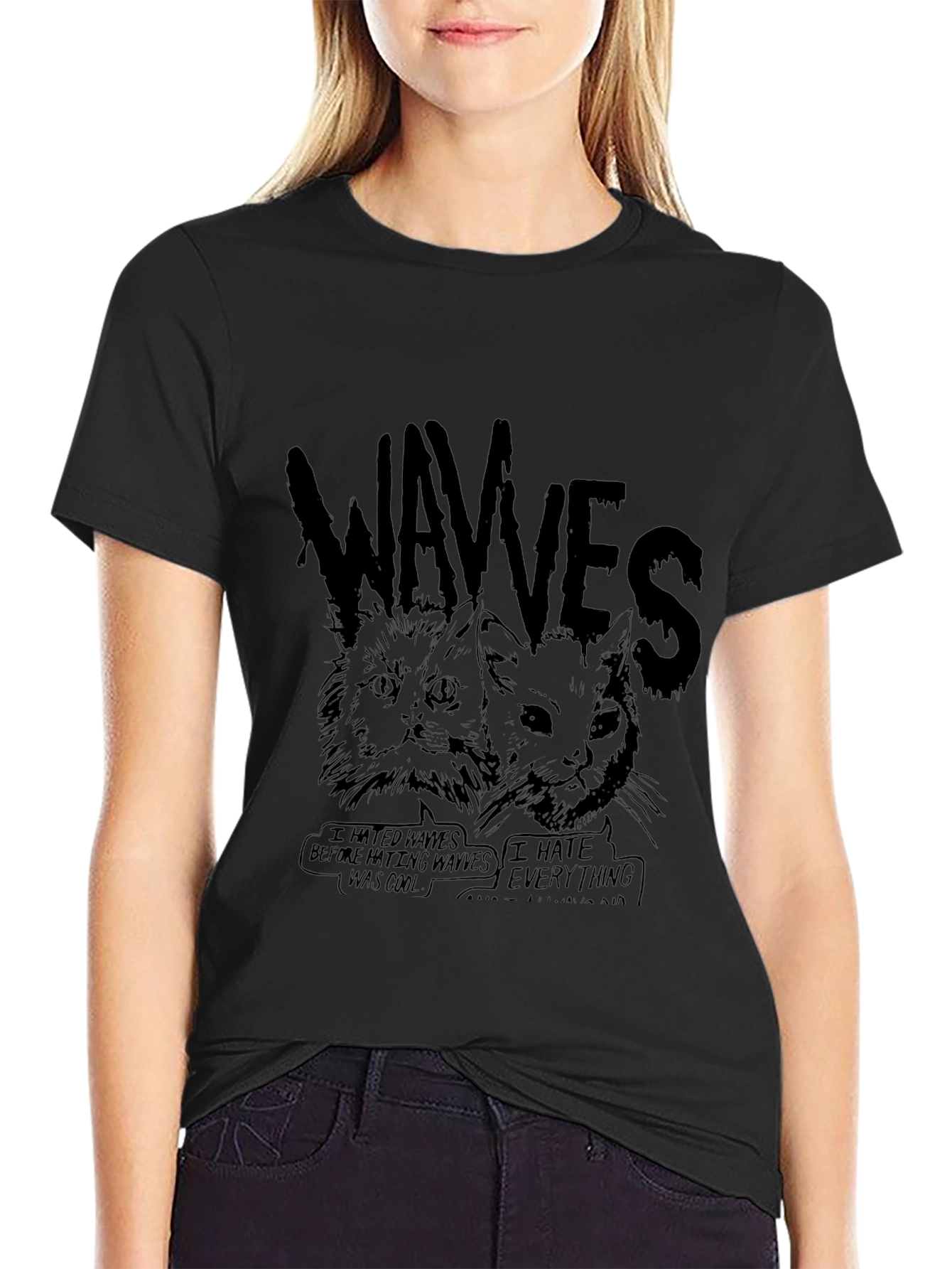 WAVVES Graphic Print T-Shirt - Unisex Black Tee