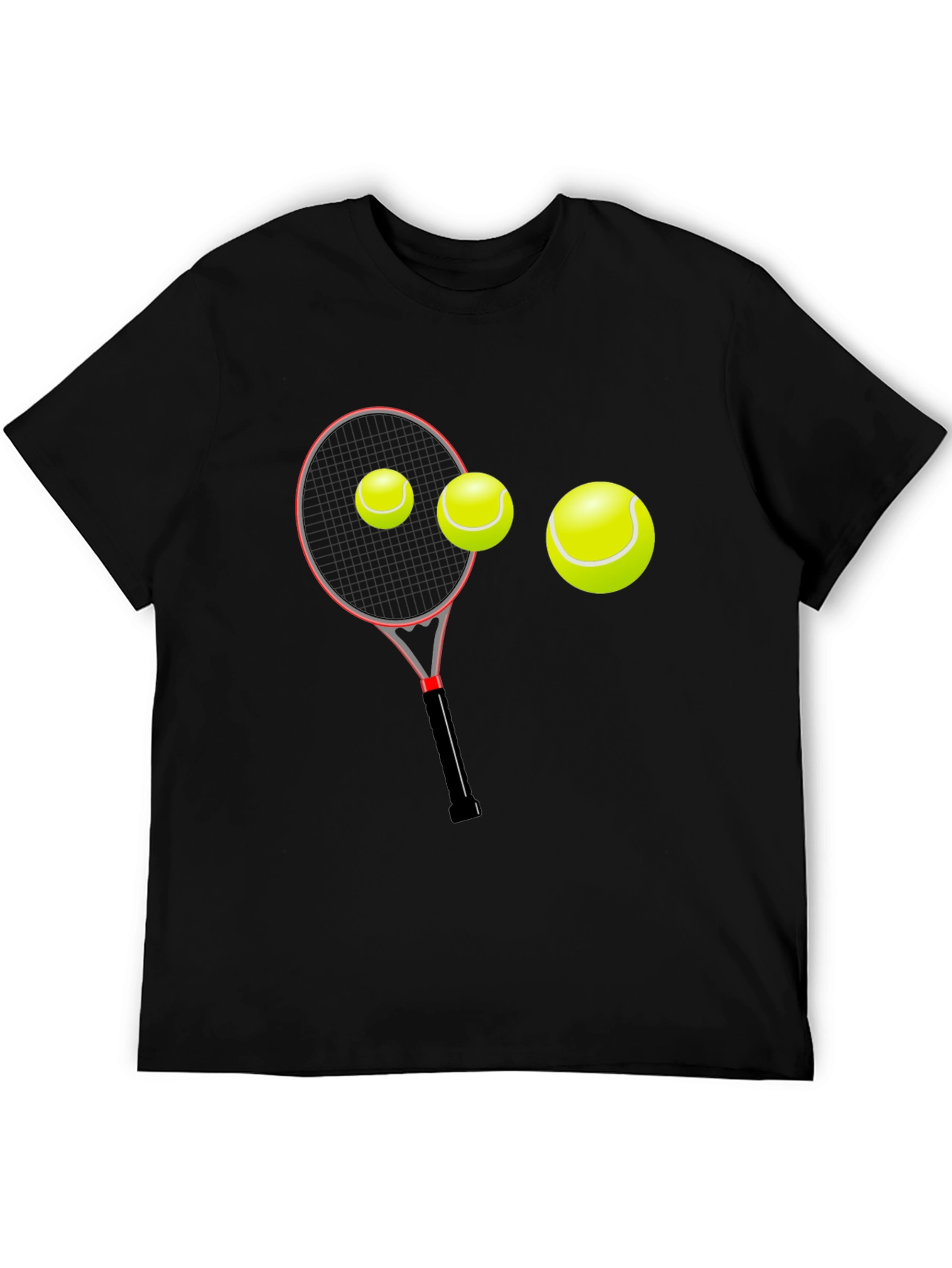 Tennis Racket & Balls Graphic Tee - Black