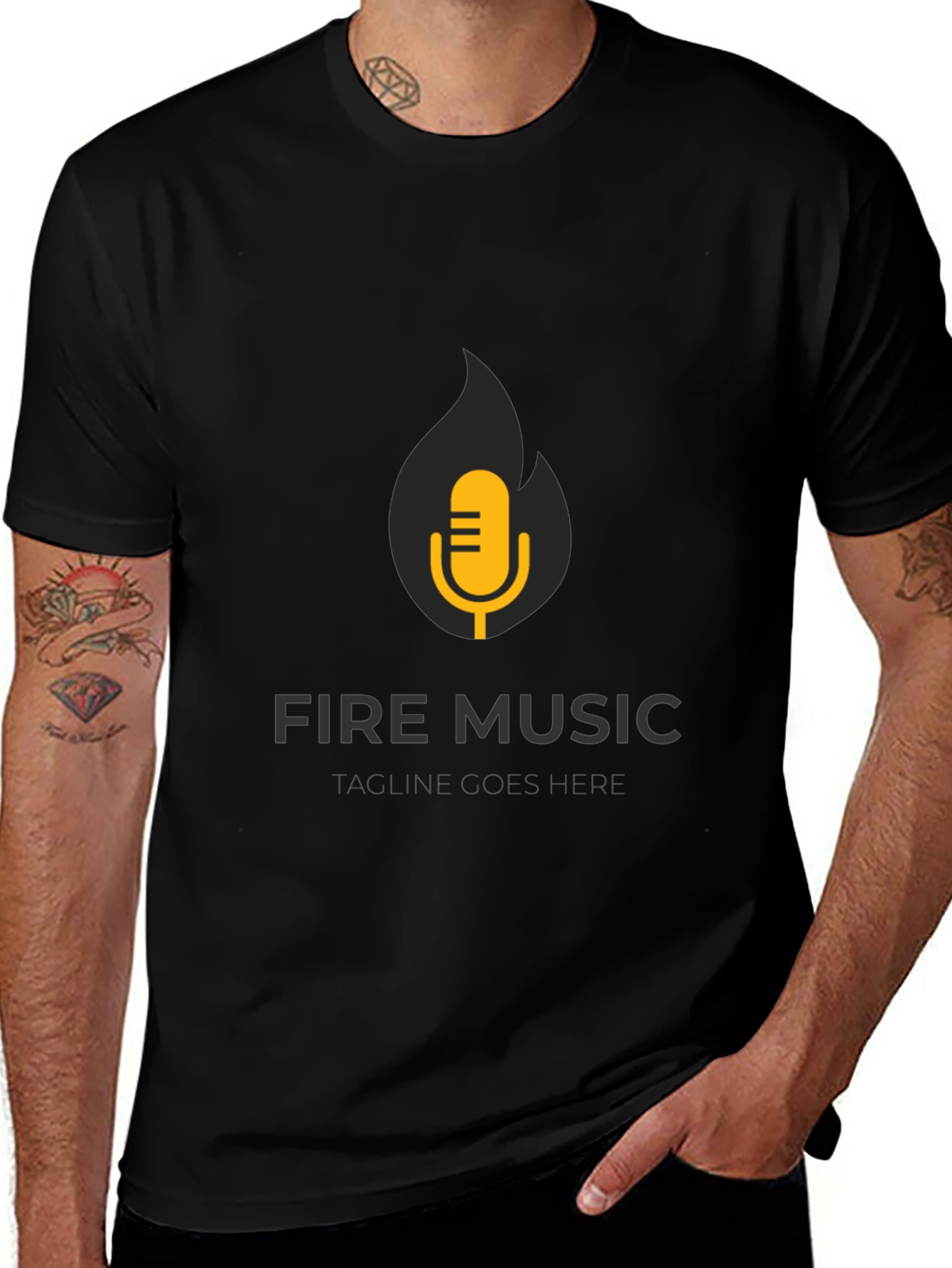 Fire Music Graphic Tee - Black Cotton T-Shirt