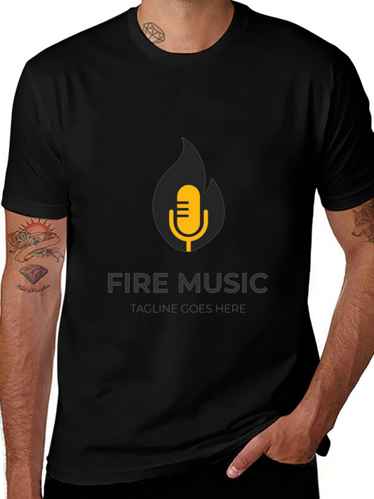 Fire Music Graphic Tee - Black Cotton T-Shirt