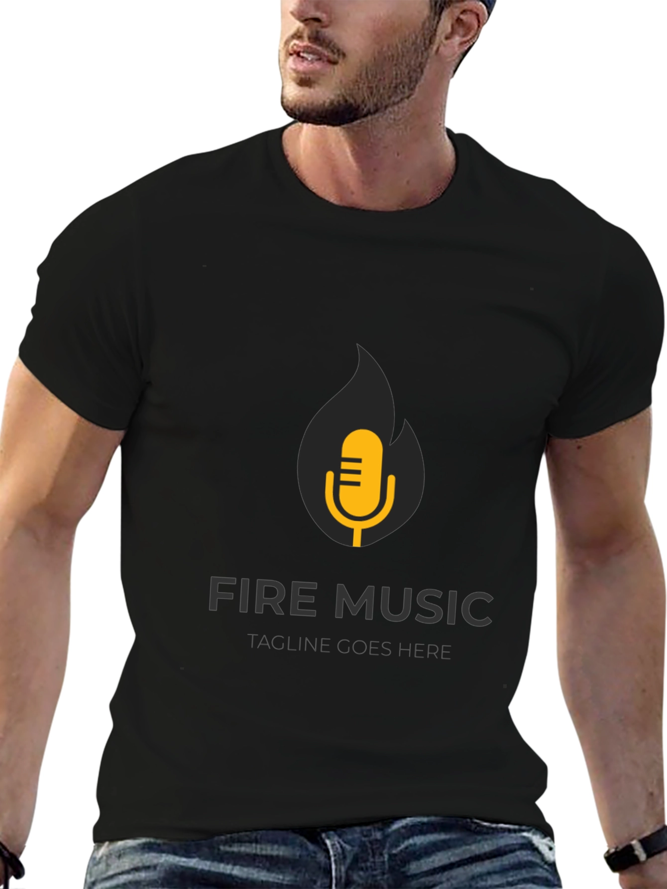 Fire Music Graphic Tee - Black Cotton T-Shirt