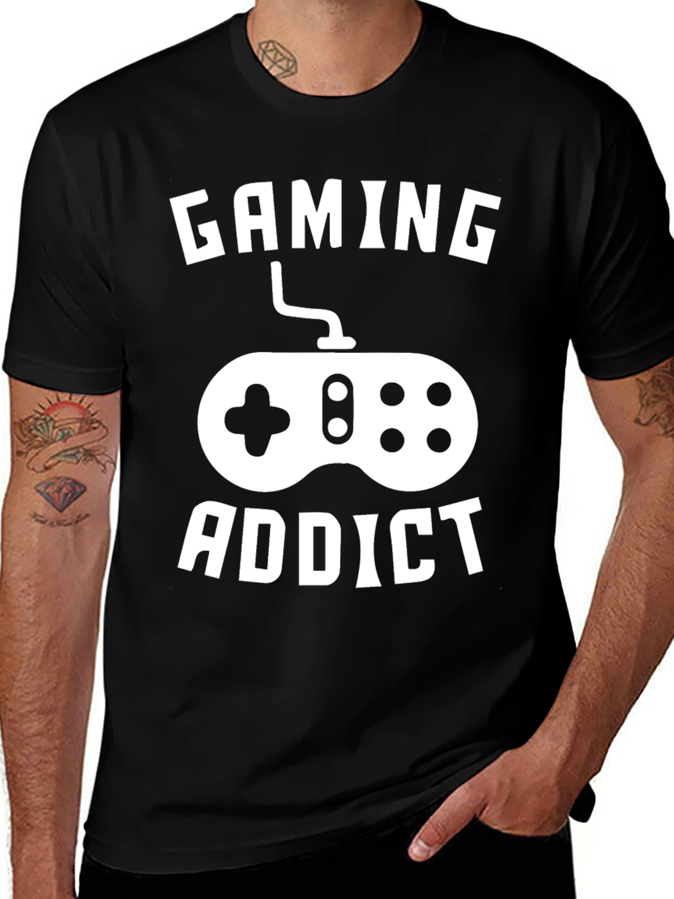 Gaming Addict Graphic Tee - Black Cotton