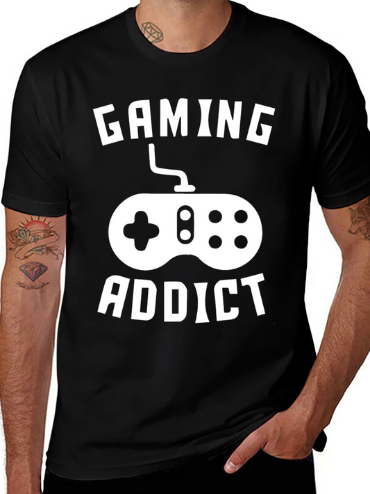 Gaming Addict Graphic Tee - Black Cotton