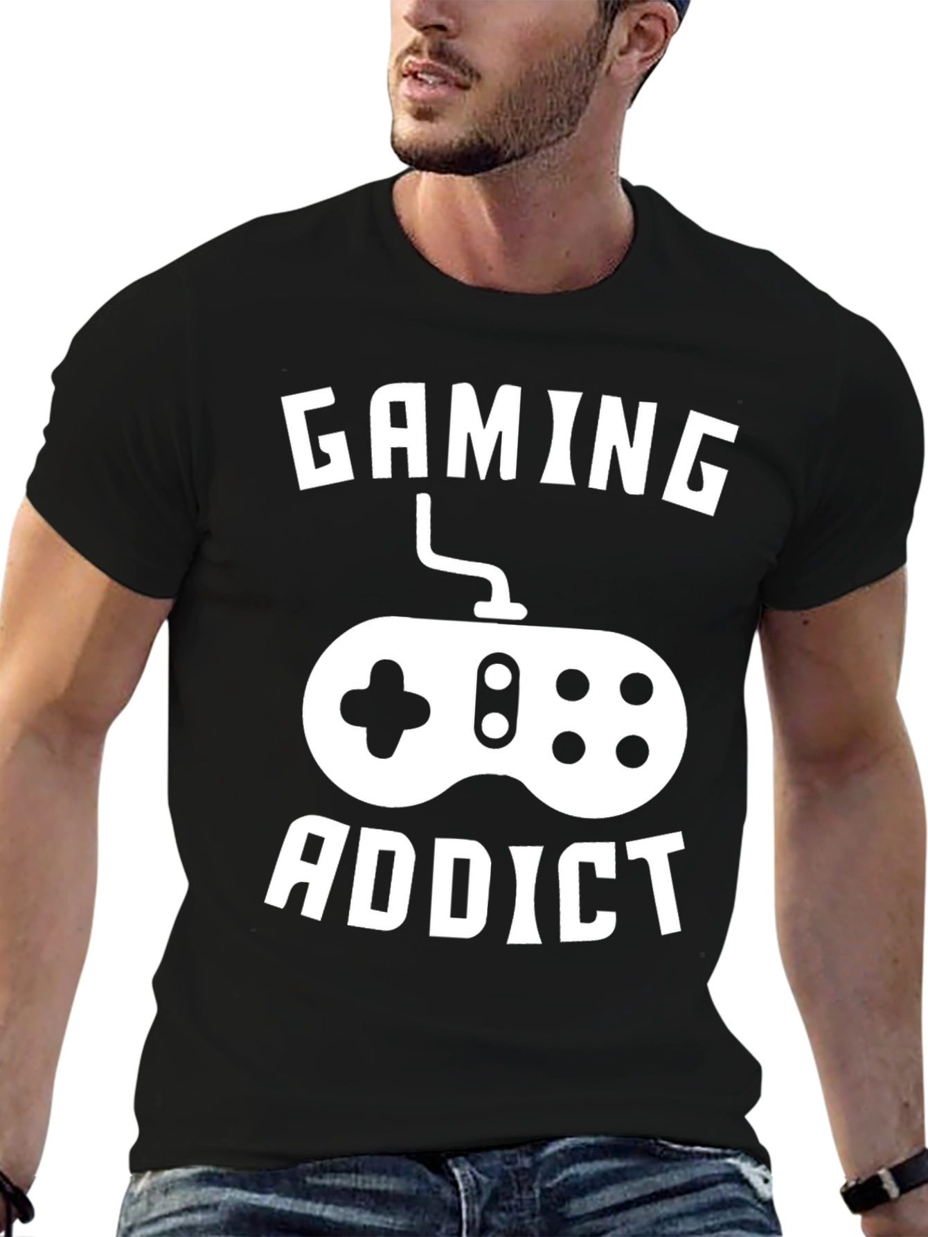 Gaming Addict Graphic Tee - Black Cotton