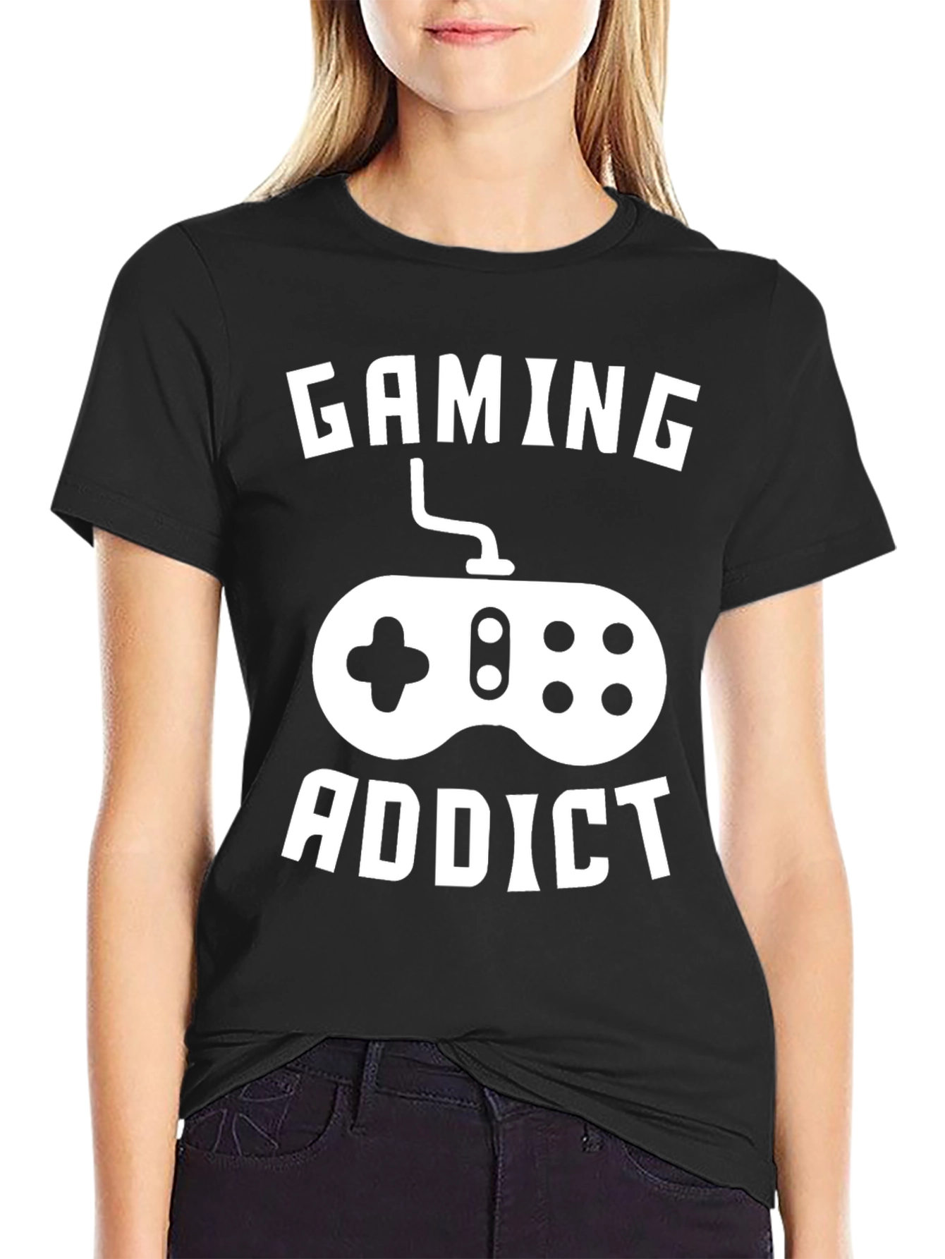 Gaming Addict Graphic Tee - Black Cotton
