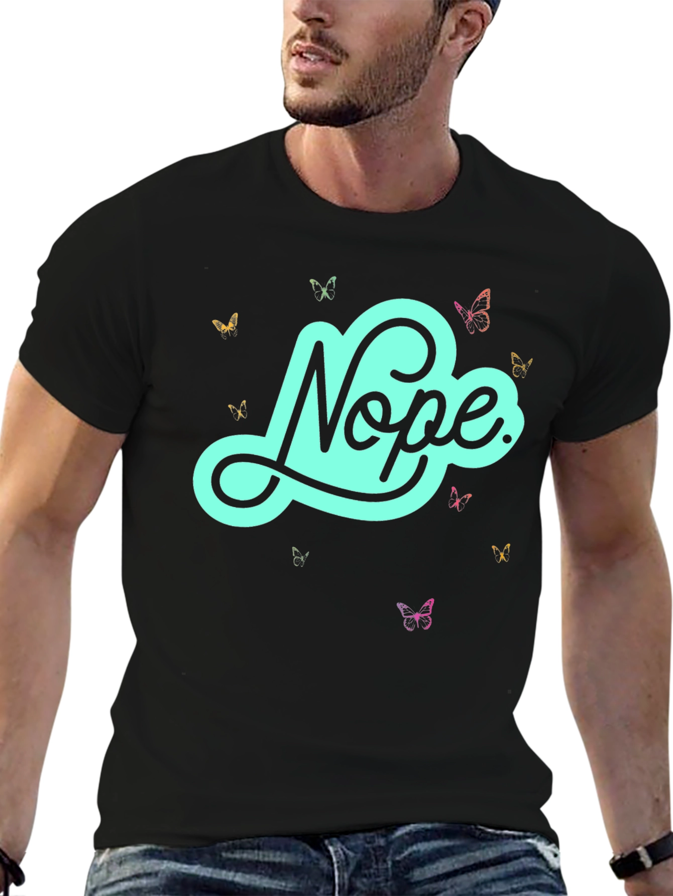 Nope Butterfly Graphic Tee - Casual Style