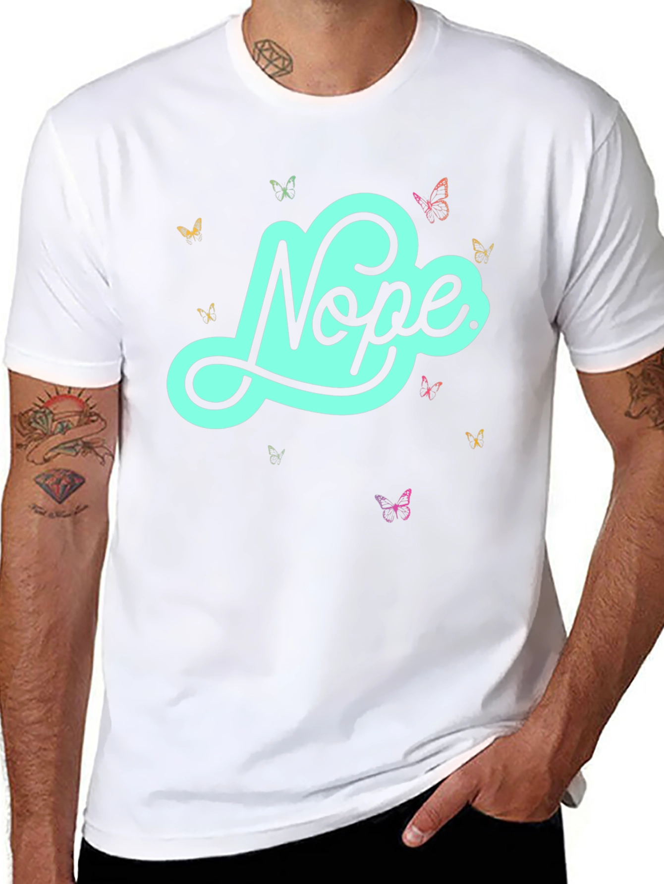 Nope Butterfly Graphic Tee - Casual Style
