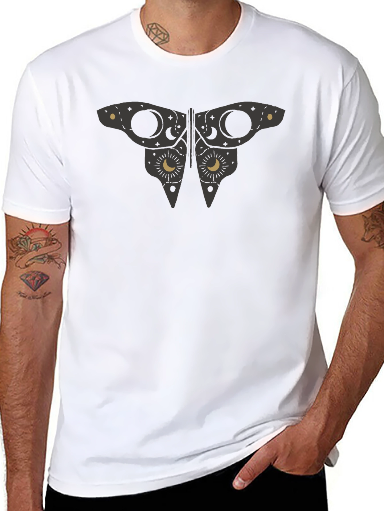 Celestial Butterfly Graphic Black Tee