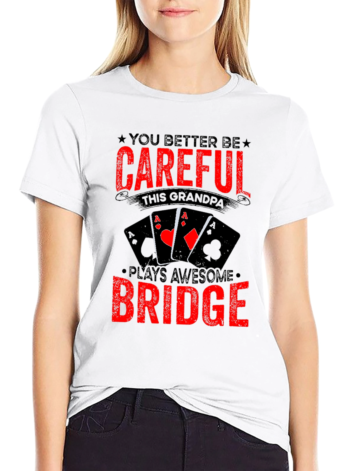 Careful Grandpa Plays Bridge T-Shirt